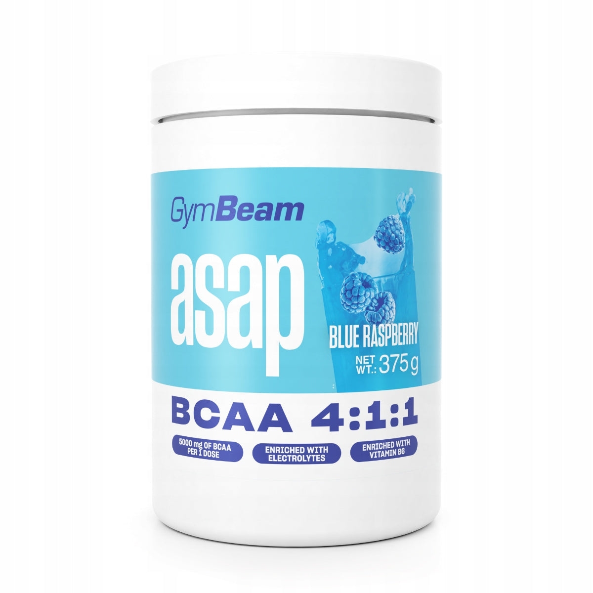 BCAA HYDRATE WITH ELECTROLYTES AND VITAMIN B6 - GymBeam 375g blue raspberry