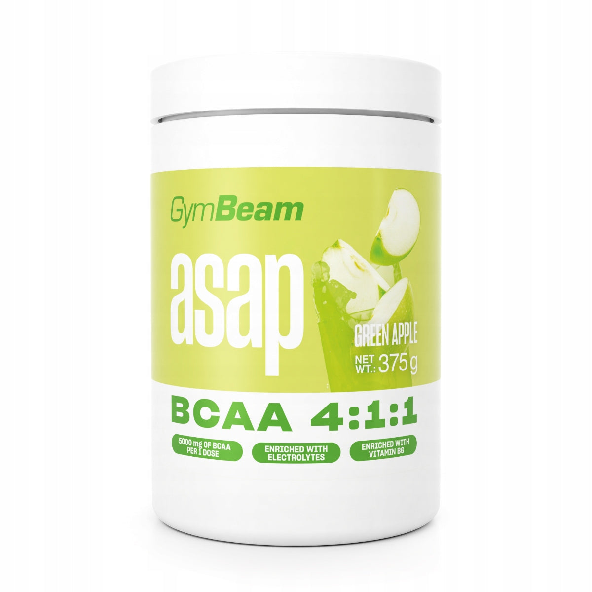 BCAA HYDRATE WITH ELECTROLYTES AND VITAMIN B6 - GymBeam 375g green apple