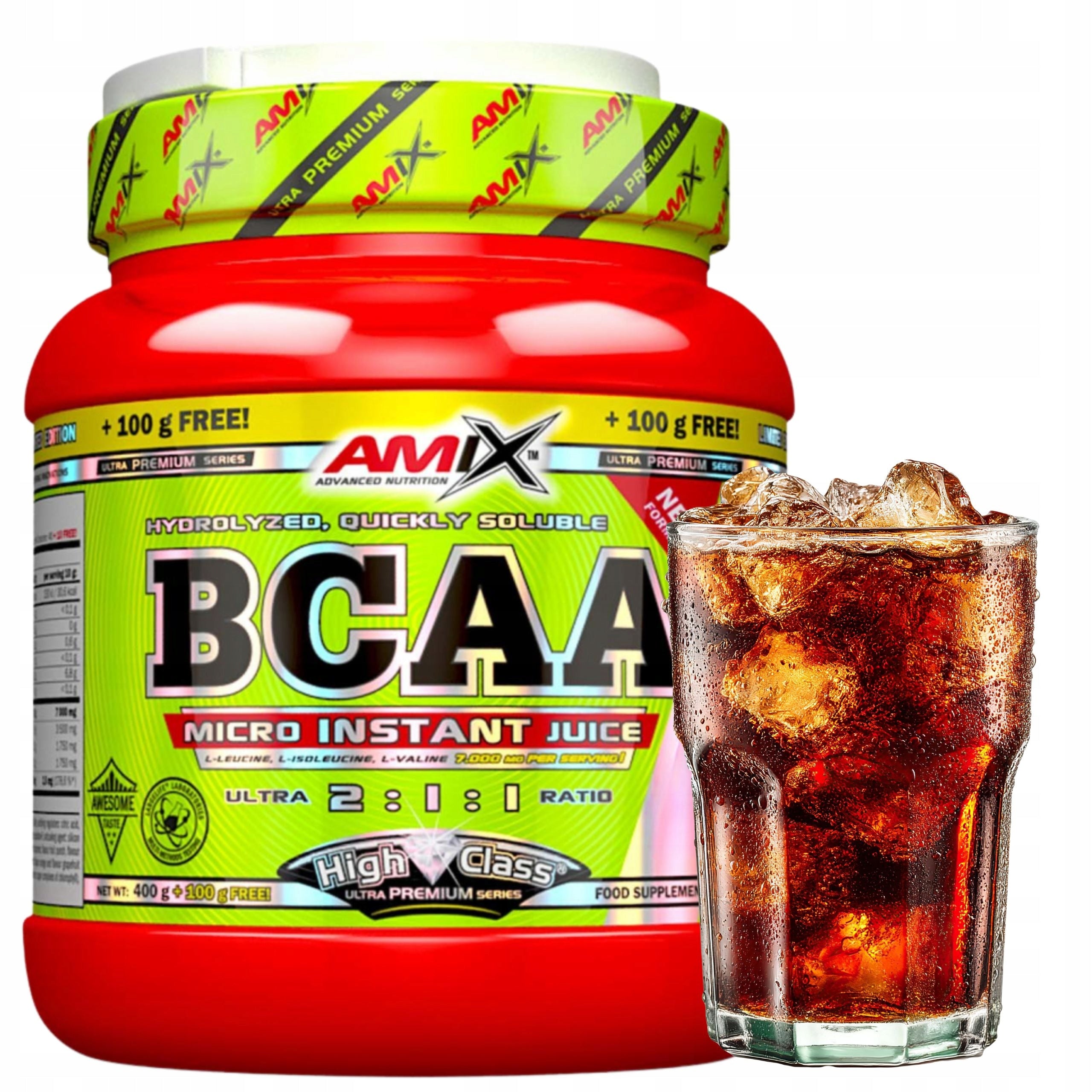 BCAA Leucine Isoleucine Valine 2:1:1 Branched Chain Amino Acids Flavour Cola 500g