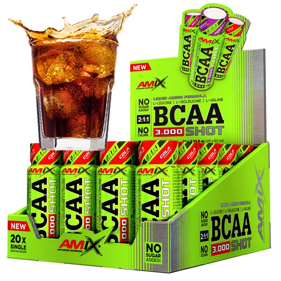 BCAA SHOT AMINO ACIDS Large pack - 20 ampoules Cola Amix - Kola
