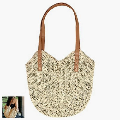 BEACH BAG STRAW HANDWOVEN LARGE FOR BEACH SUMMER TRIP