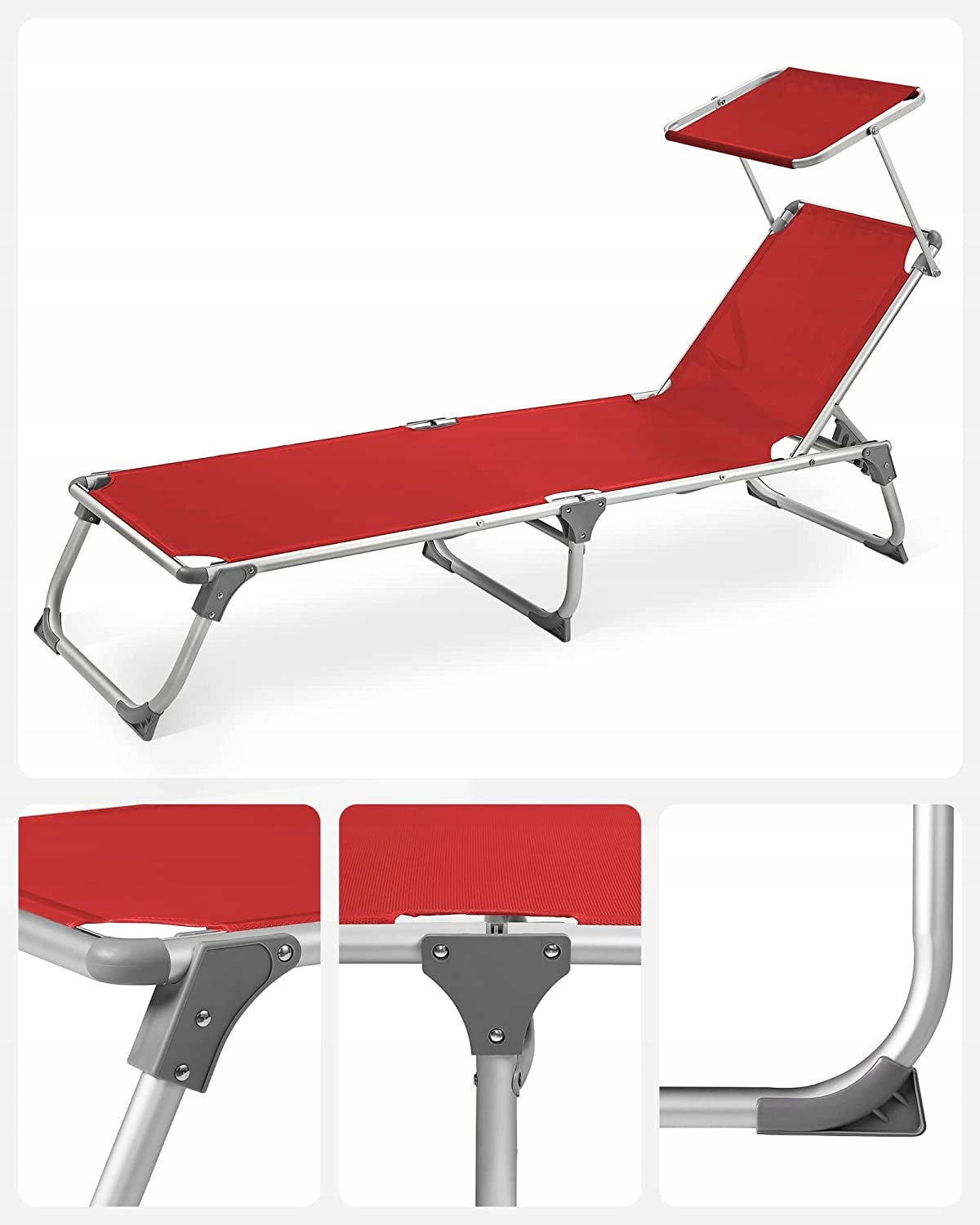 BEACH CHAIR LIGHT WITH ROOF PORTABLE FOR POOL GARDEN Frame material steel
