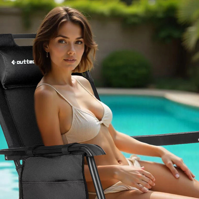 BEACH CHAIR WITH BACKREST LIGHT FOR CAMPING TERRACE LUVERNO Color black