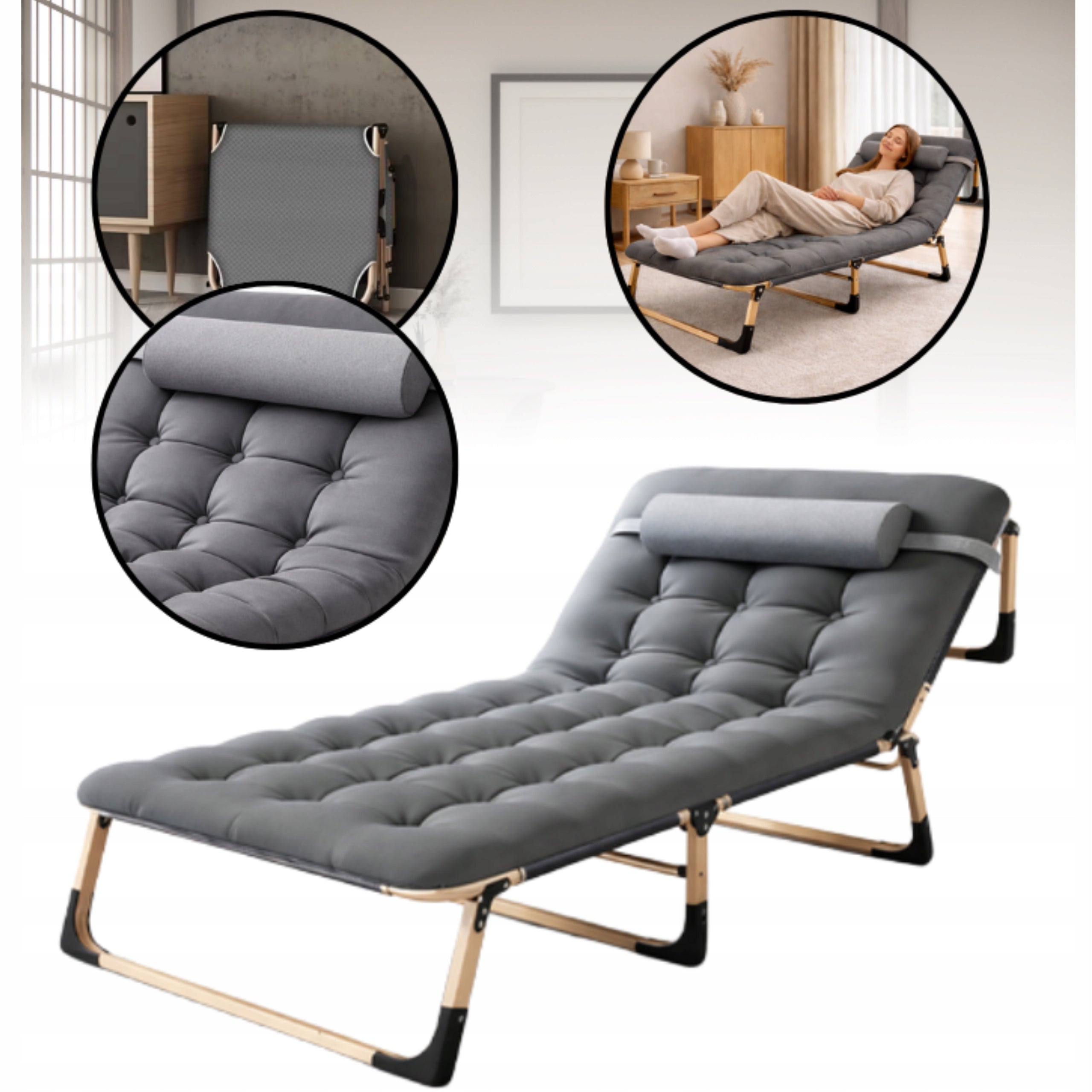 BEACH LOUNGER FOLD-OUT TRAVEL BED WITH MATTRESS CUSHION Manufacturer code Zero Gravity Max Comfort