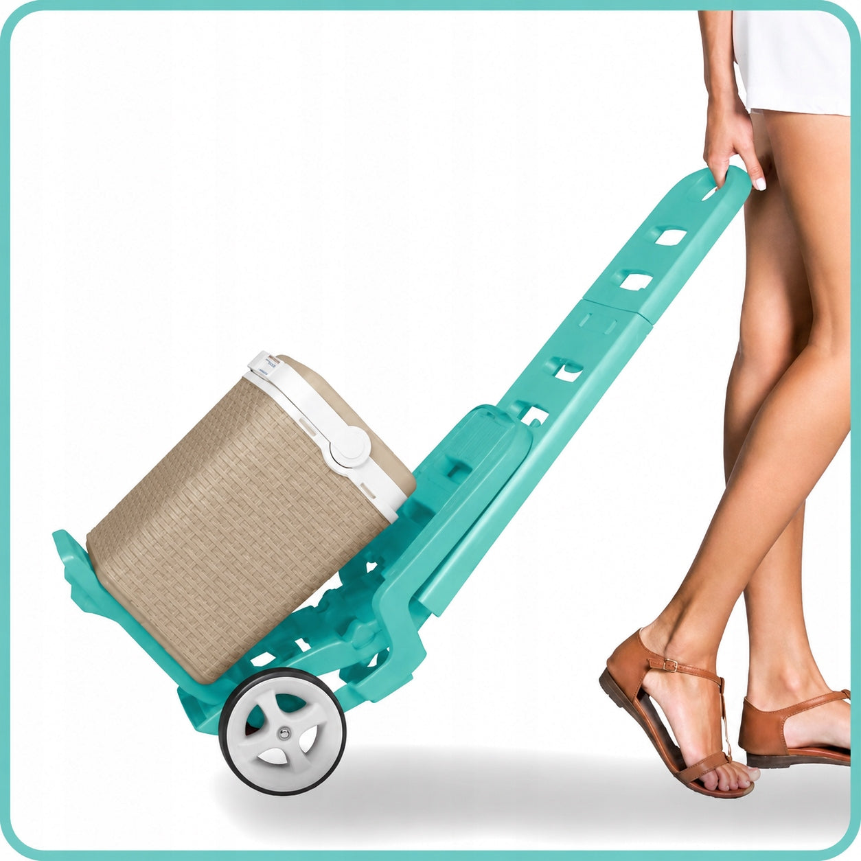 BEACH LOUNGER GARDEN ON WHEELS CHAIR FOLDING TRANSPORT TROLLEY 2in1 Seat material synthetic material