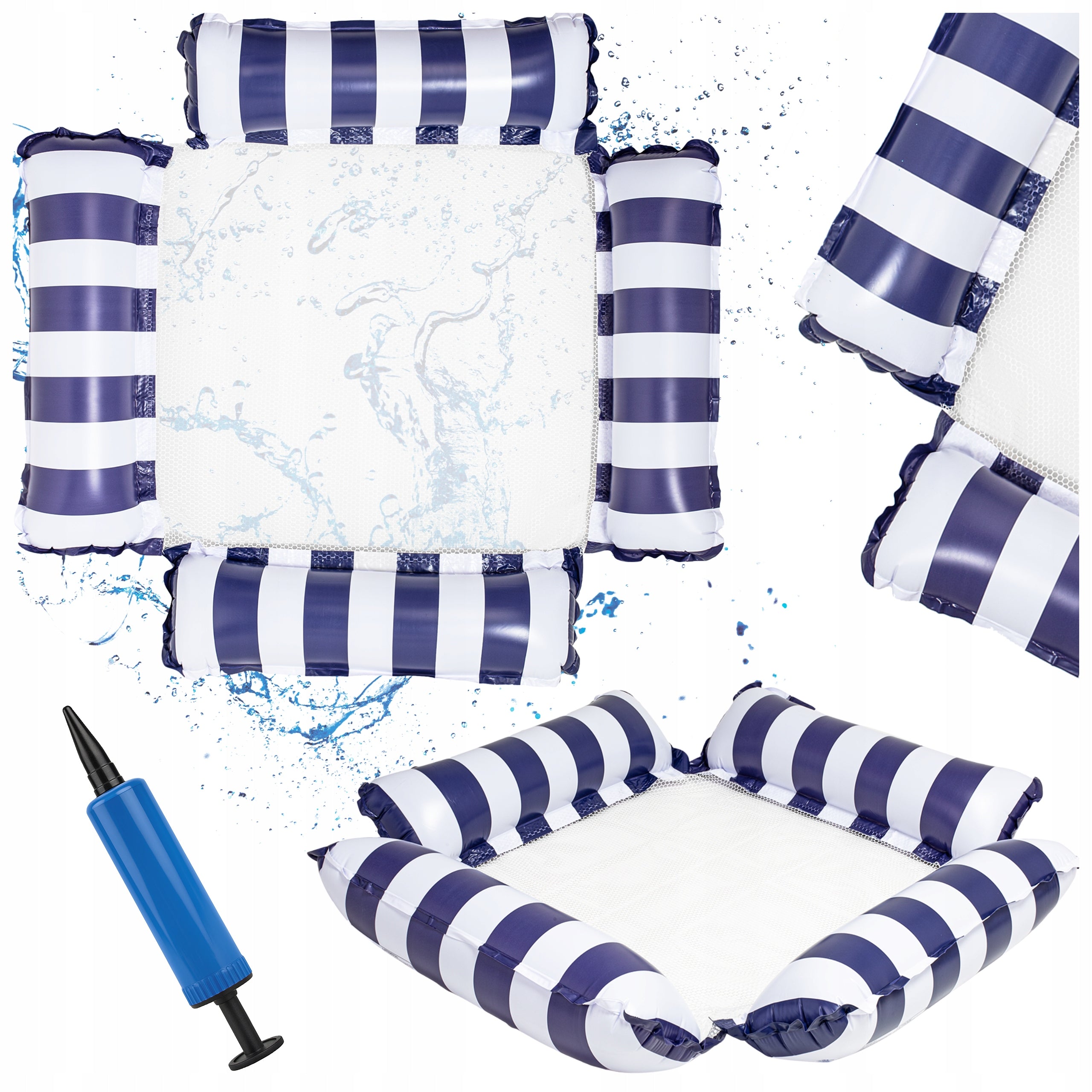 BEACH MATTRESS INFLATABLE SWIMMING WATER LOUNGER HAMMOCK FOR POOL BEACH WITH NET