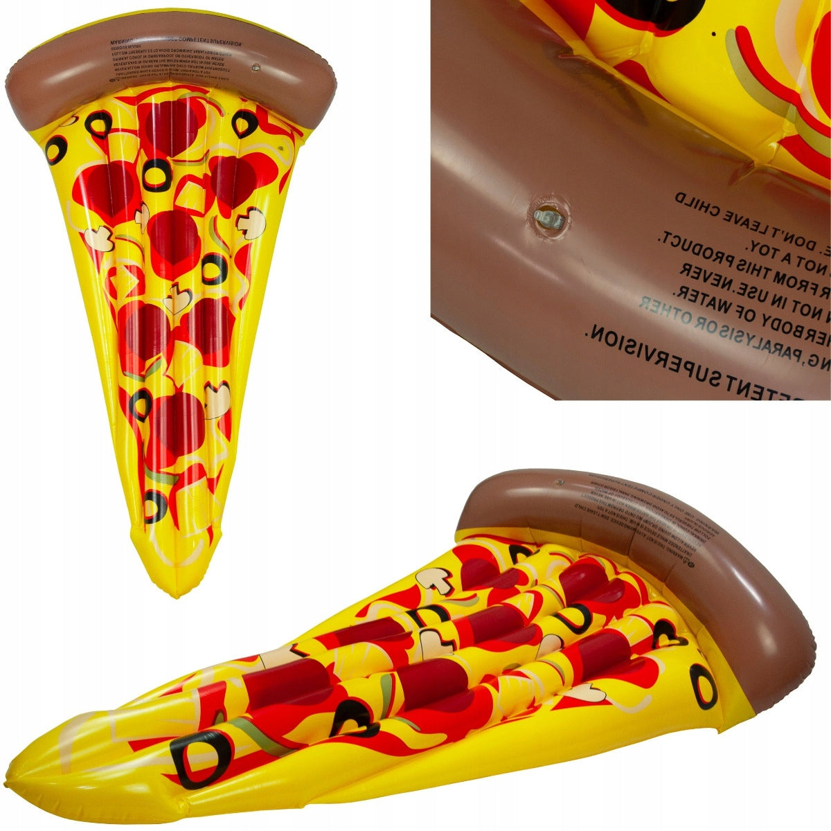 BEACH MATTRESS PIZZA INFLATABLE FOR SWIMMING LARGE COMFORTABLE SEA POOL VACATION Color brown