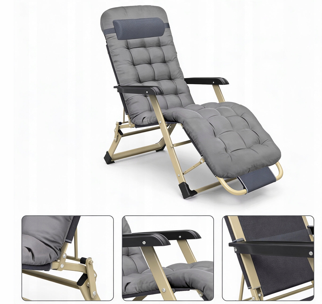 BEACH SUN LOUNGER FOLDING PORTABLE STRONG TERRACE Brand IDEAL