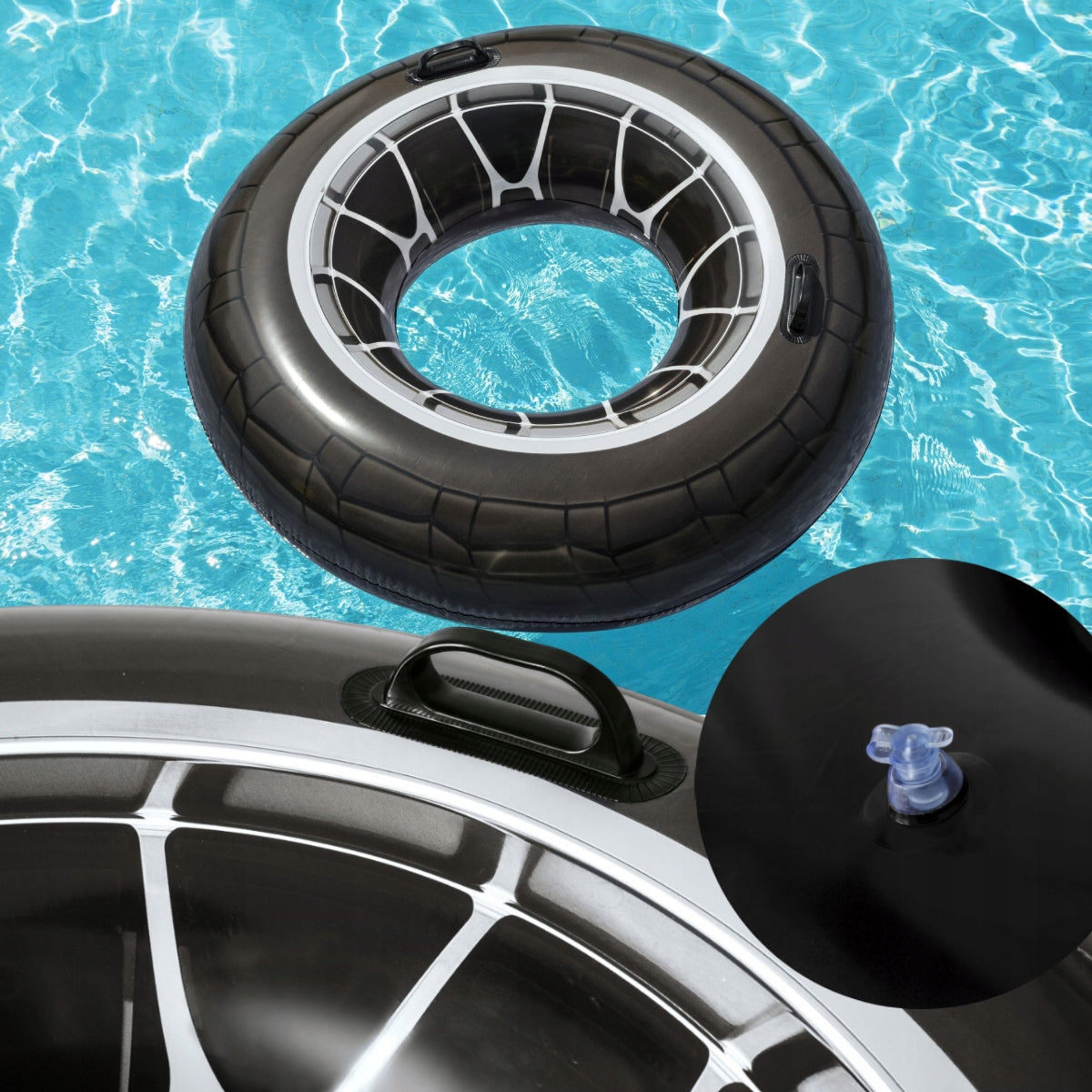 BEACH SWIMMING WHEEL TIRE INFLATABLE CIRCLE MATTRESS SWIMMING POOL 119cm Length 119 cm