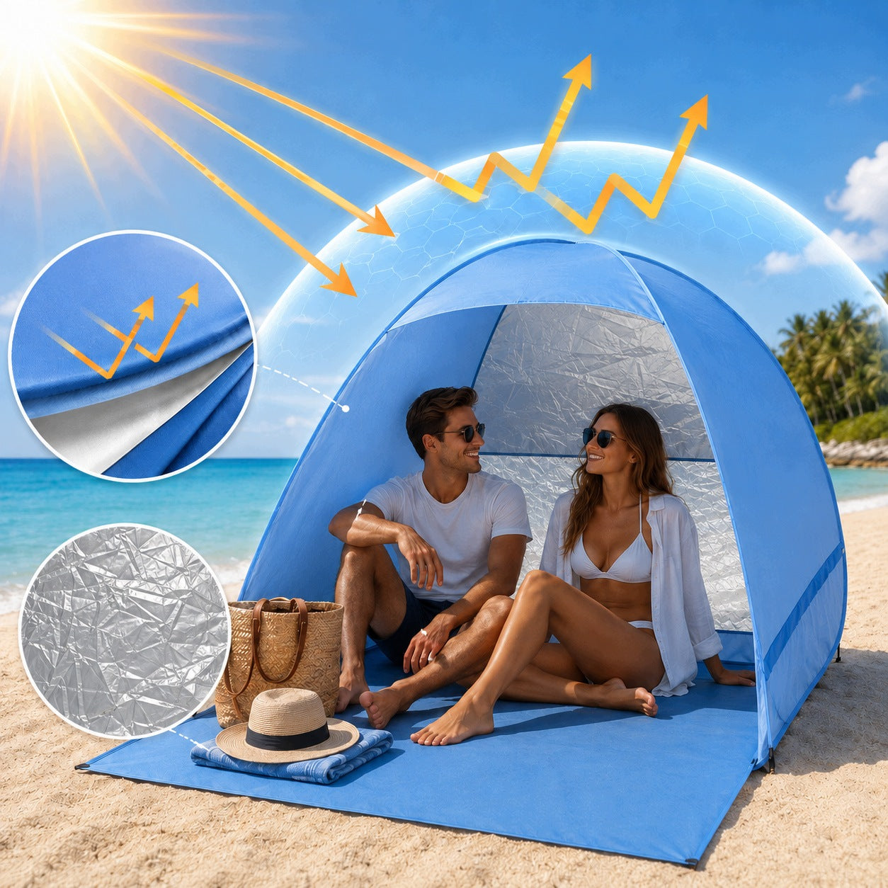 BEACH TENT SELF-FOLDING TOURIST POP-UP PORTABLE UV+ COVER Manufacturer code Namiot Plażowy Hikey