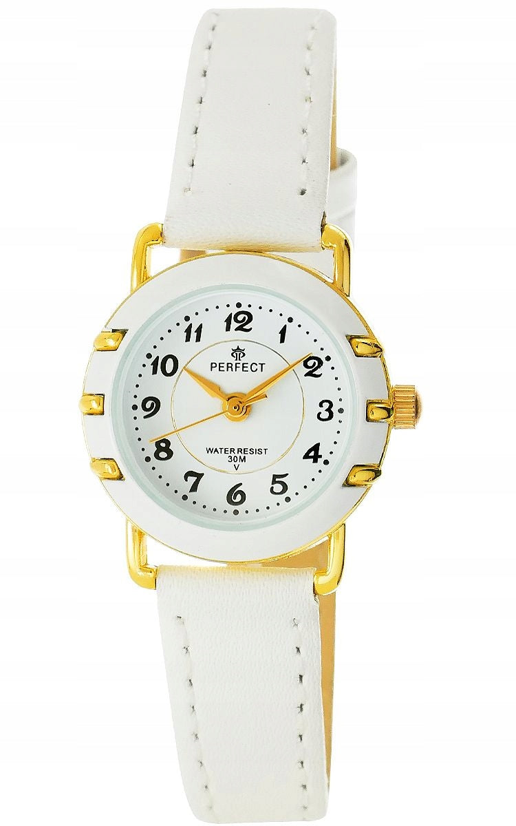 BEAUTIFUL CHILDREN'S WATCH -GOLD DECORATIONS ON THE ENVELOPE -WHITE STRAP -PERFECT Batteries included yes