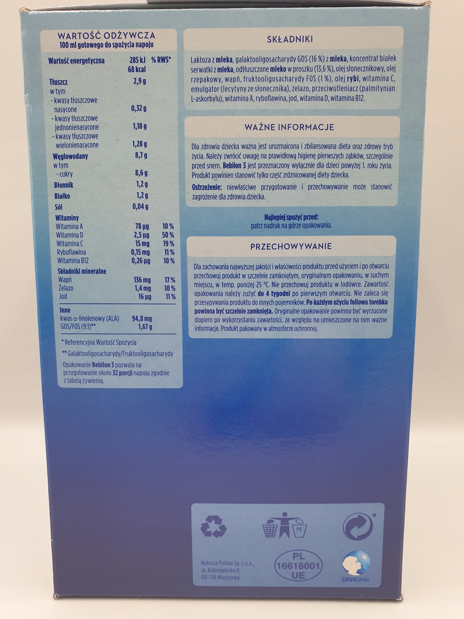 BEBILON 3 Advance Pronutra 1000 g Manufacturer code 5900852920356
