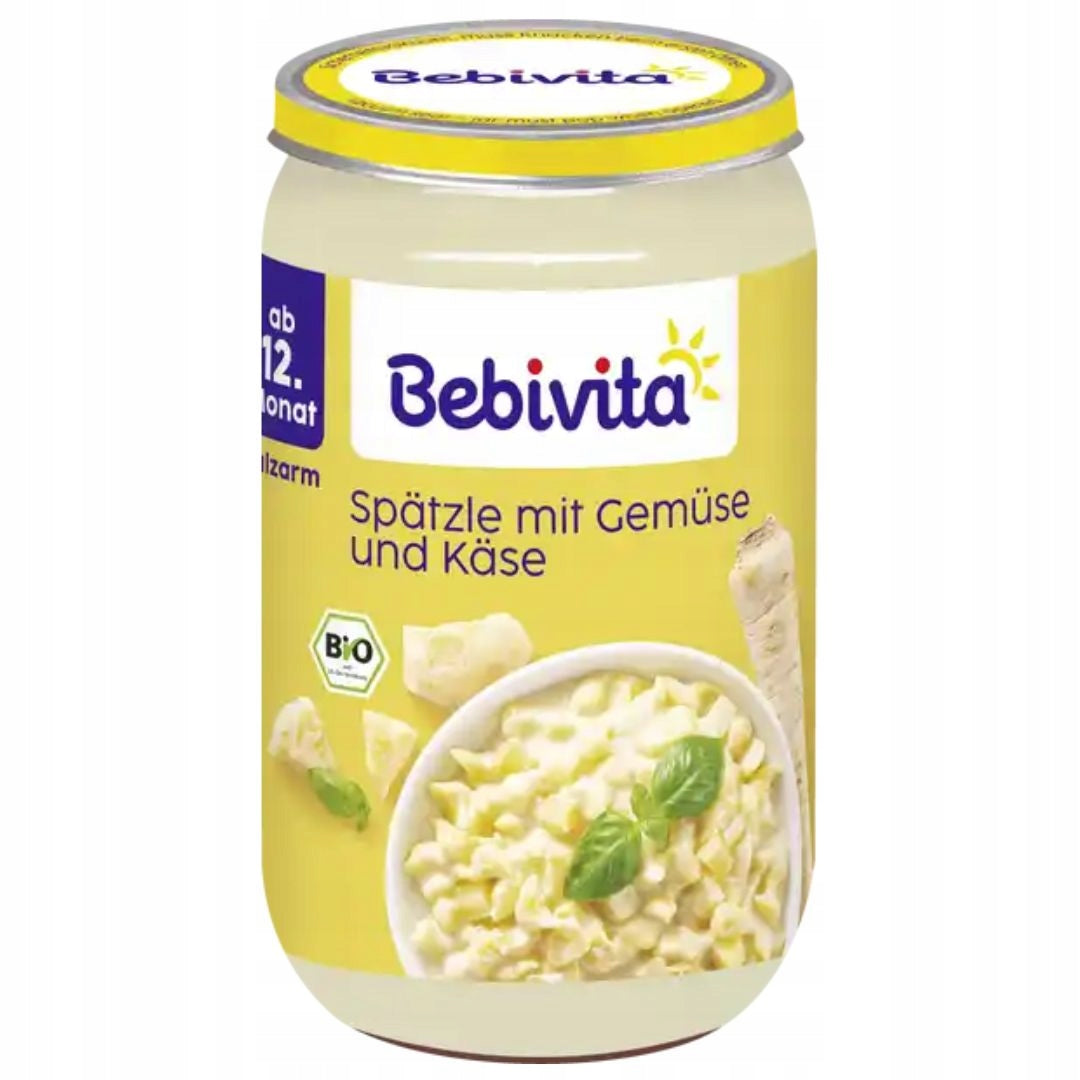 BEBIVITA VEGETABLE MASH OF NOODLES WITH CHEESE 12m OMEGA 3 Packaging status original
