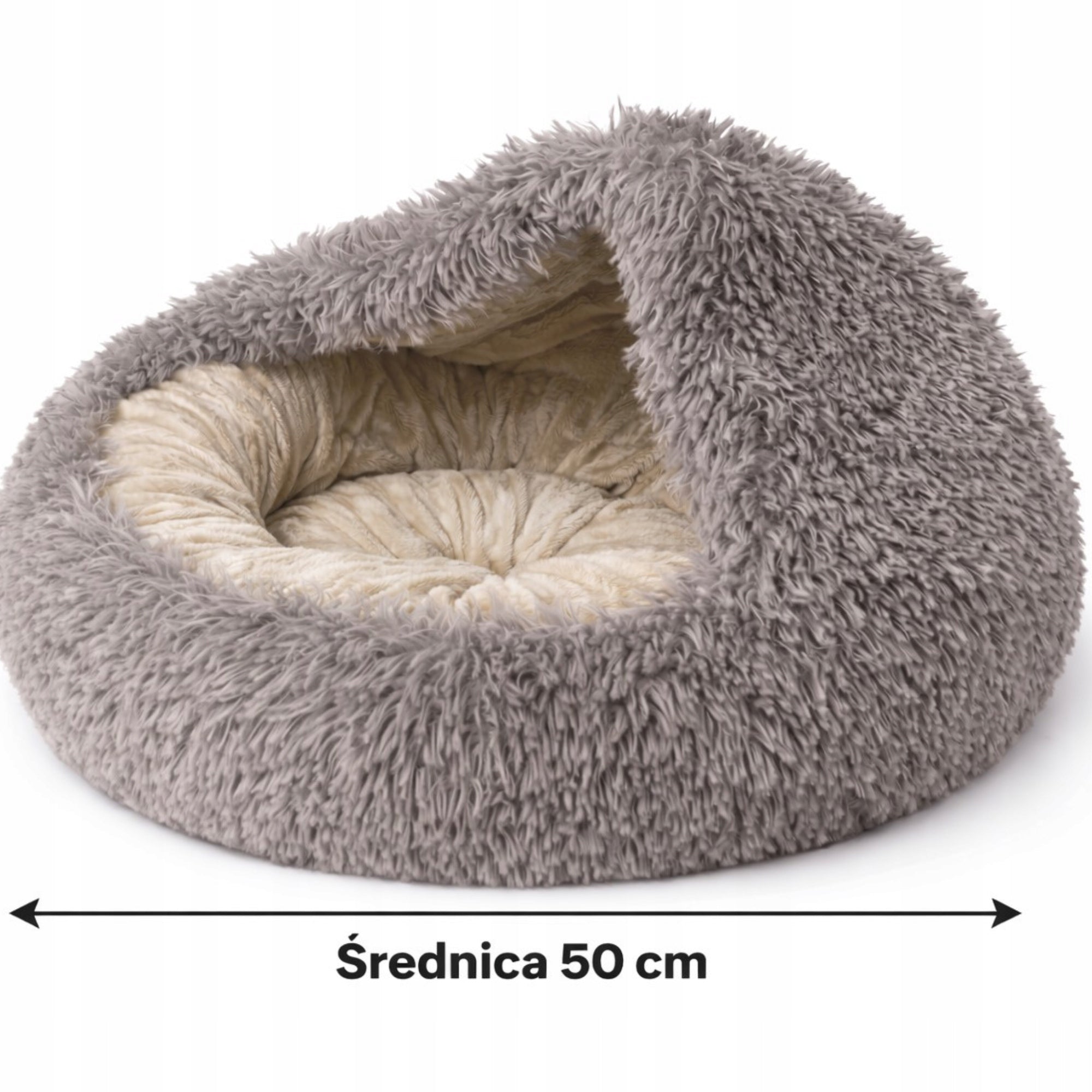 BED BOOTH FOR CAT SMALL DOG Soft, fluffy 50×50 cm GREY Brand no brand