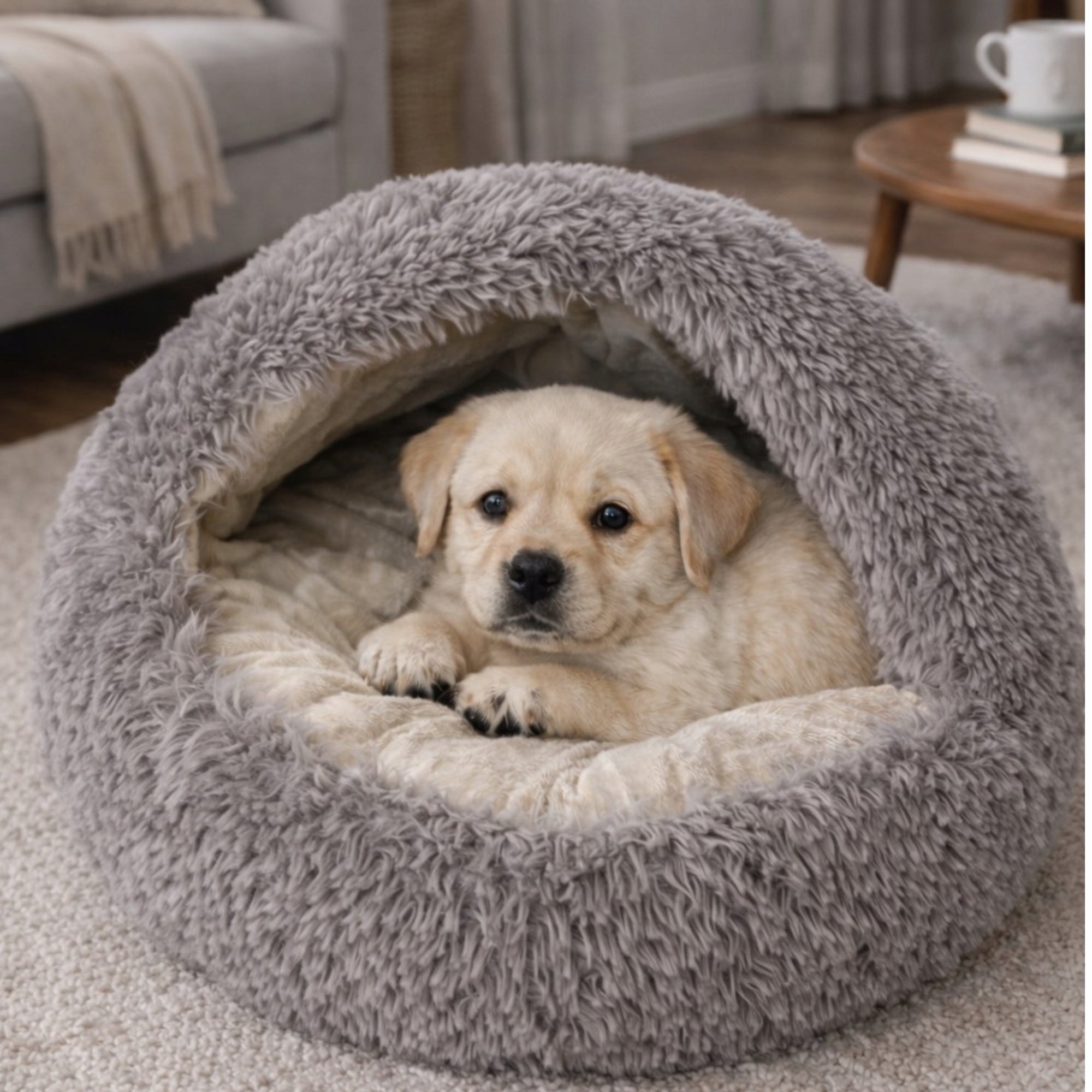 BED BOOTH FOR CAT SMALL DOG Soft, fluffy 50×50 cm GREY Manufacturer code 4255651207612