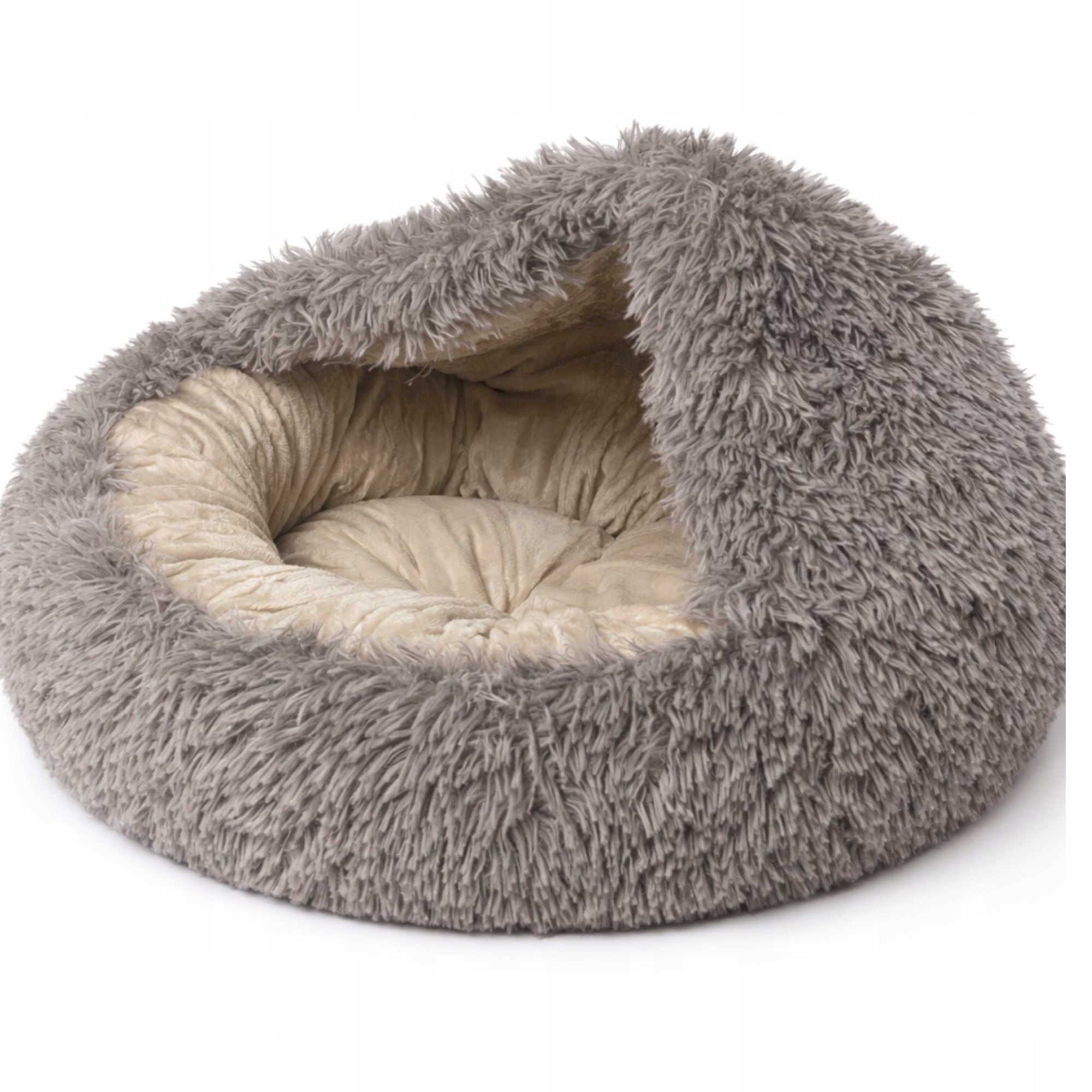 BED BOOTH FOR CAT SMALL DOG Soft, fluffy 50×50 cm GREY