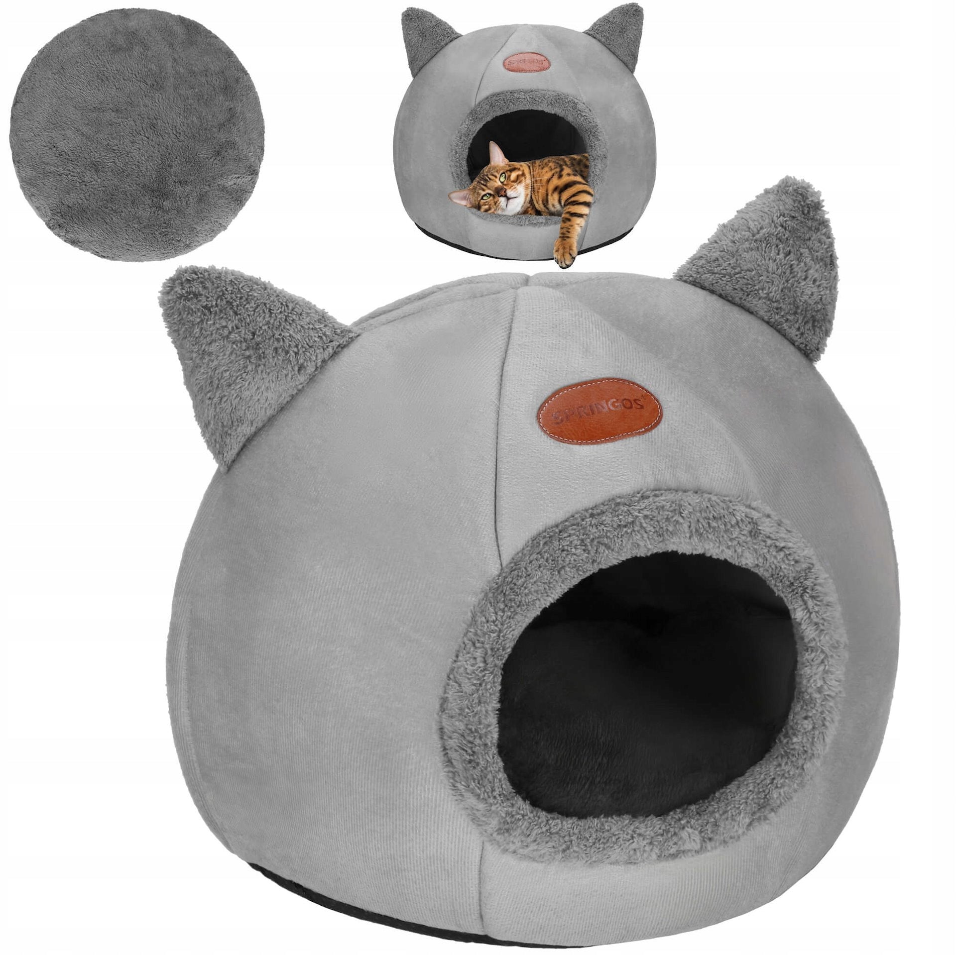 BED CAT HOUSE BOOTH PILLOW SOFT PLUSH 37x31cm M GREY Kind cat house
