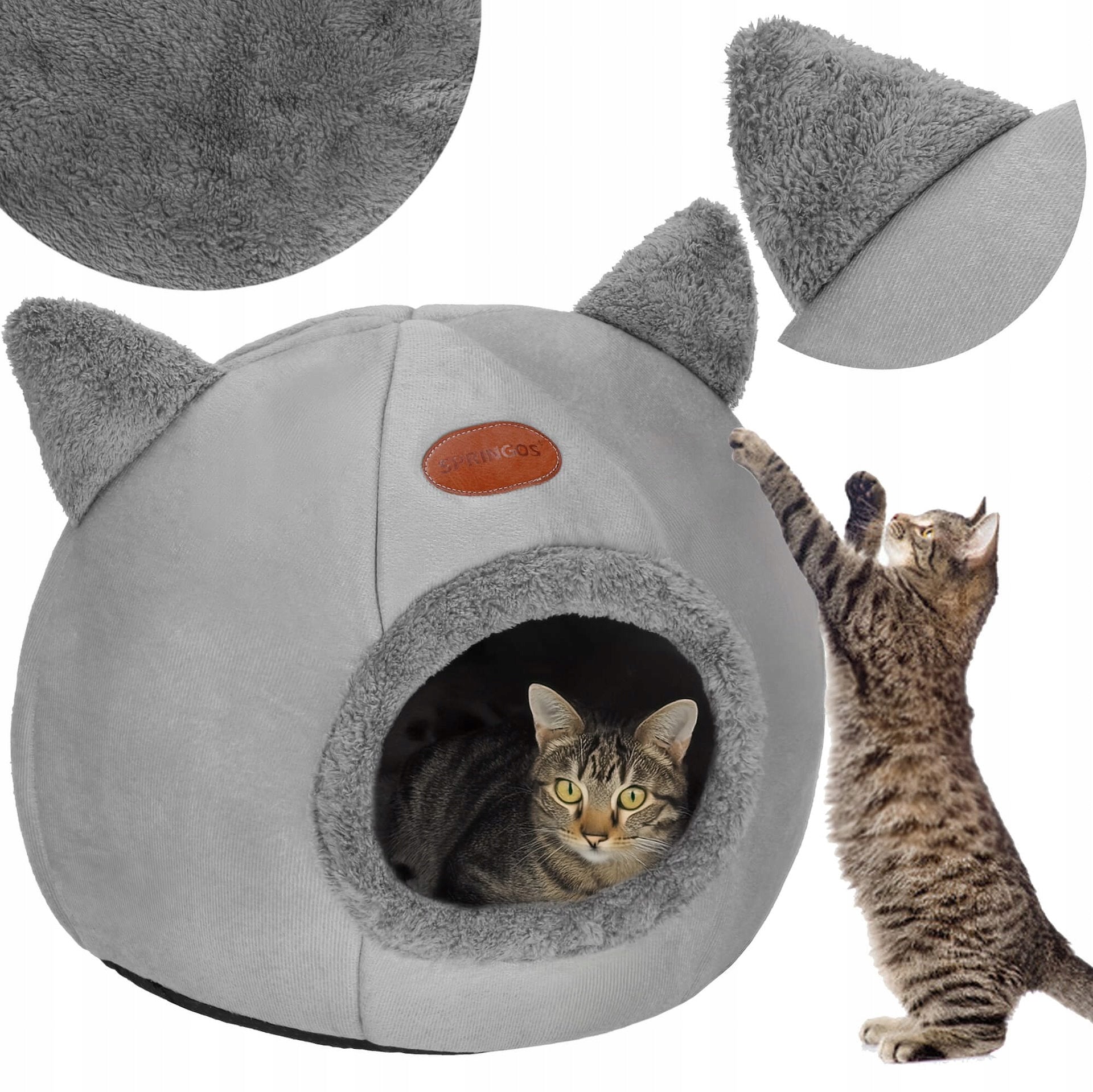 BED CAT HOUSE BOOTH PILLOW SOFT PLUSH 37x31cm M GREY Packaging status original