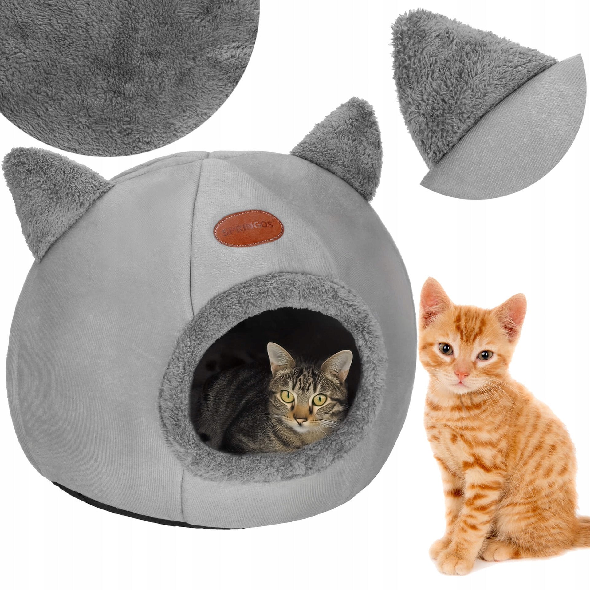 BED CAT HOUSE BOOTH PILLOW SOFT PLUSH 37x31cm M GREY