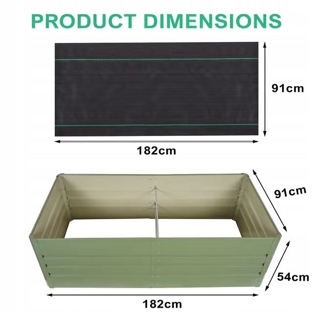 BED DISCOUNT MODERN ELEVATED GARDEN BED STEEL 182x91x54CM Packaging status original