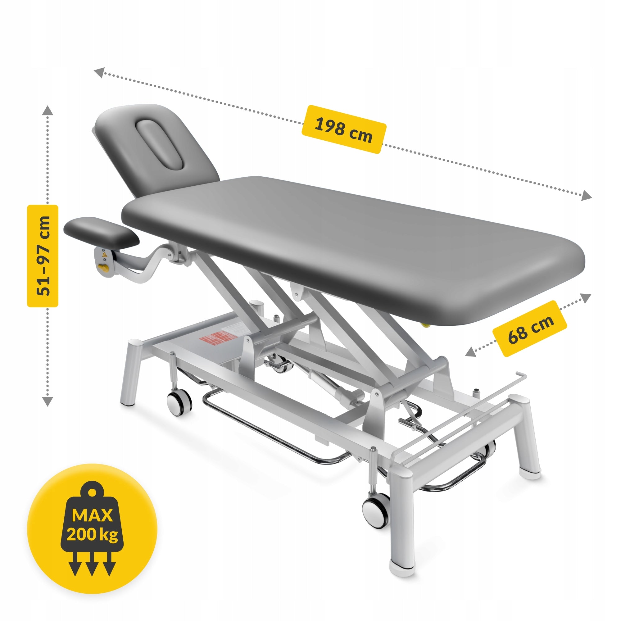 BED ELECTRIC MASSAGE TABLE WITH HEIGHT ADJUSTMENT STATIONARY STEEL Frame material steel