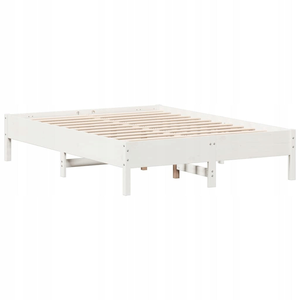 BED FRAME WHITE 135X190CM SOLID PINE WOOD Packaging status original