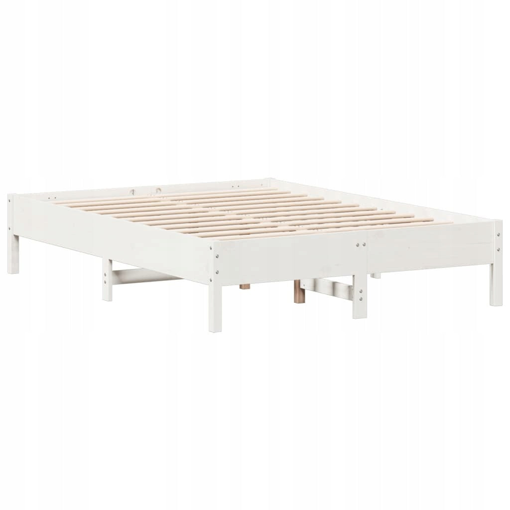 BED FRAME WHITE 135X190CM SOLID PINE WOOD Packaging status original