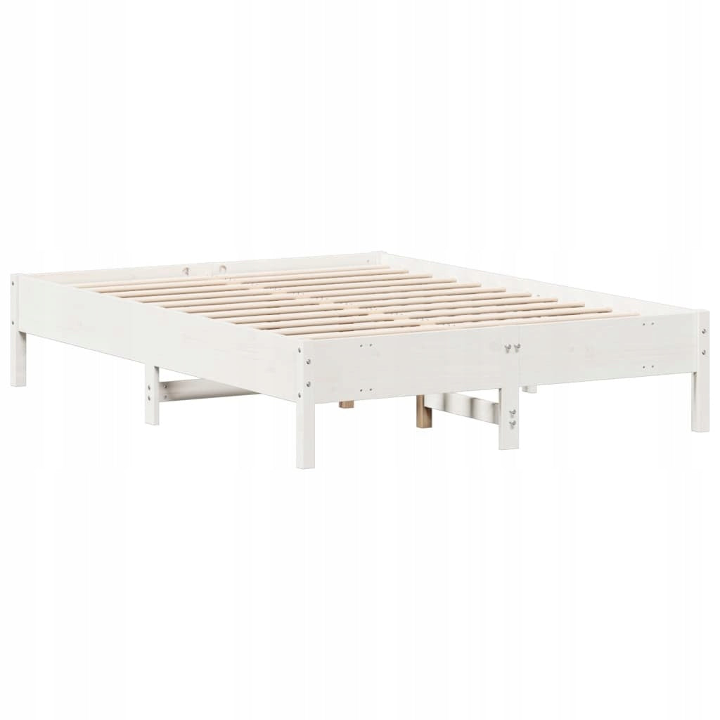 BED FRAME WHITE 135X190CM SOLID PINE WOOD Unfolded width 140.5 cm