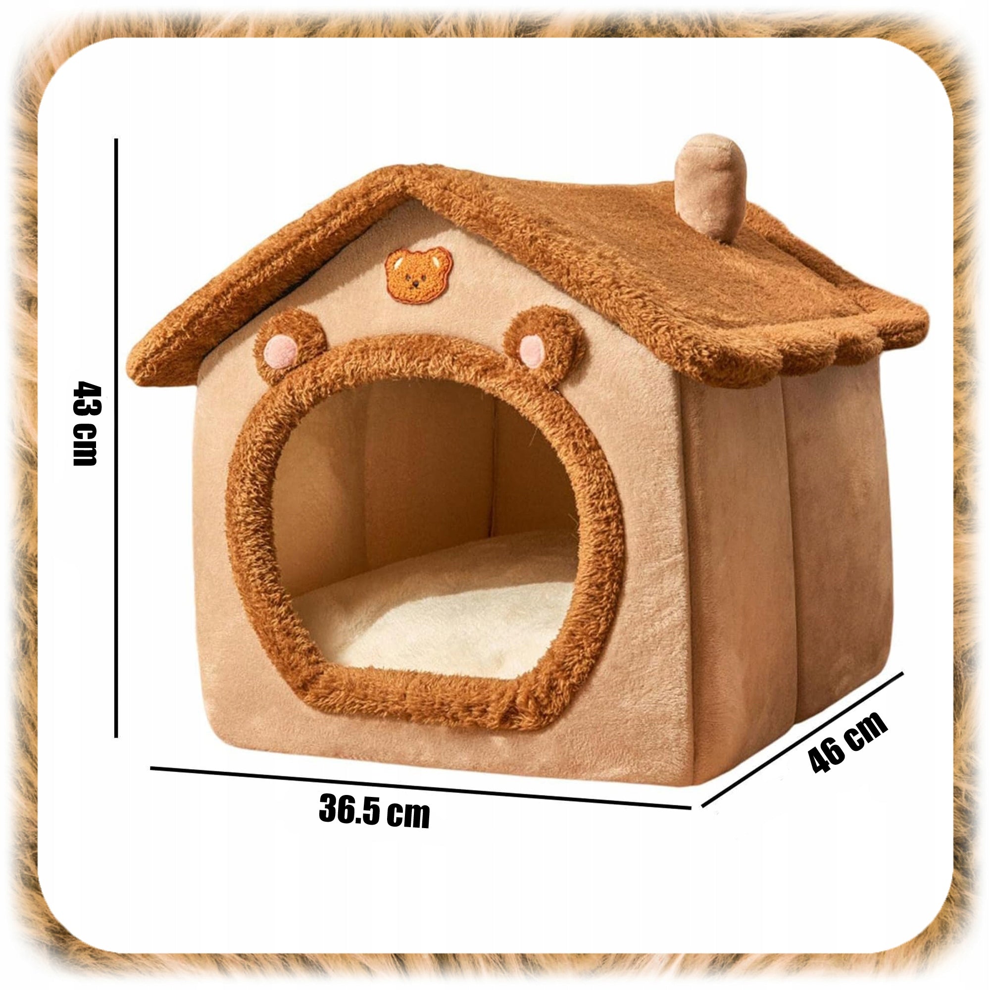 BED KENNEL PLUSH HOUSE FOR CAT DOG BEDDING PLAYPEN PILLOW COUCH Length 45 cm