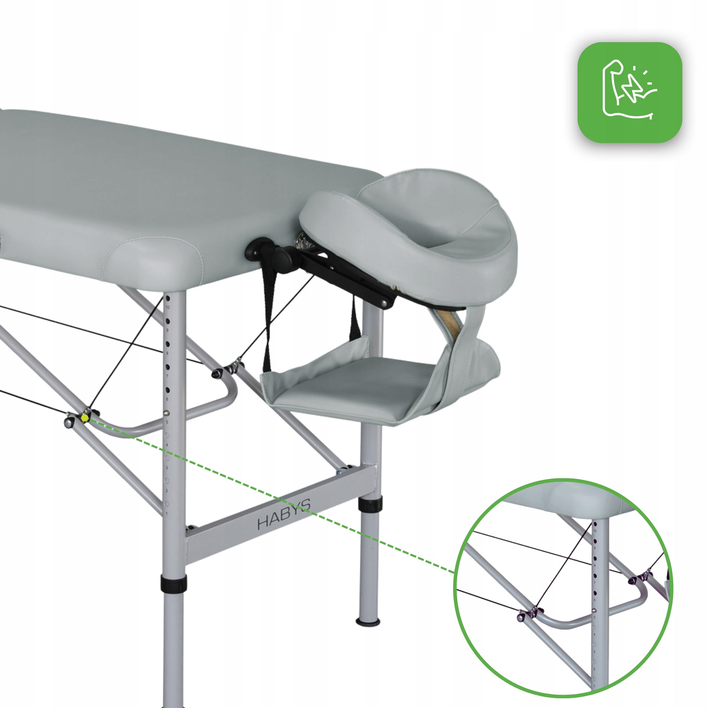 BED MASSAGE TABLE ALUMINUM FOLDING AERO ULTRALIGHT DURABLE HABYS Color gray
