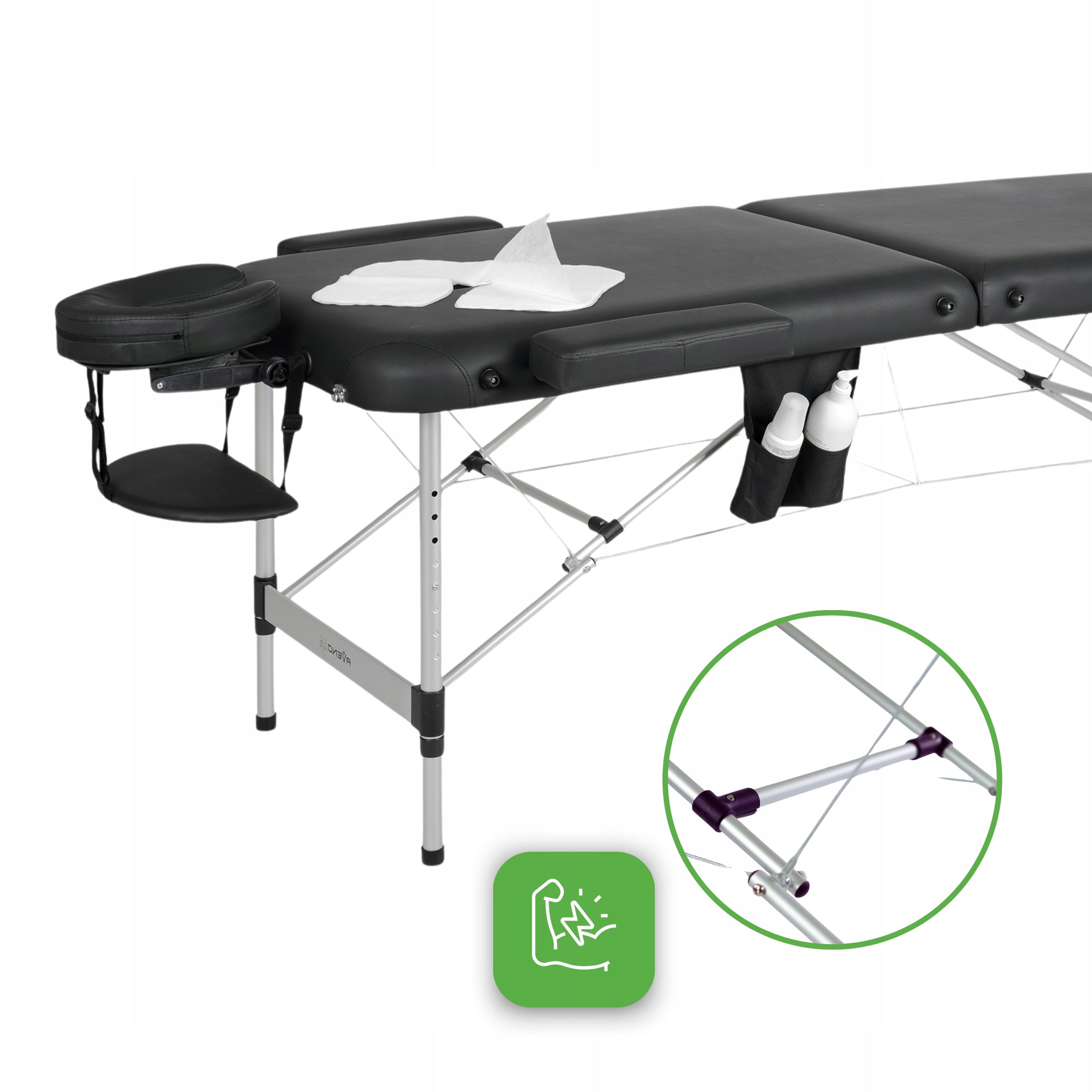BED MASSAGE TABLE ALUMINUM FOLDING NADIA 70CM WITH ACCESSORIES HABYS Frame material aluminum