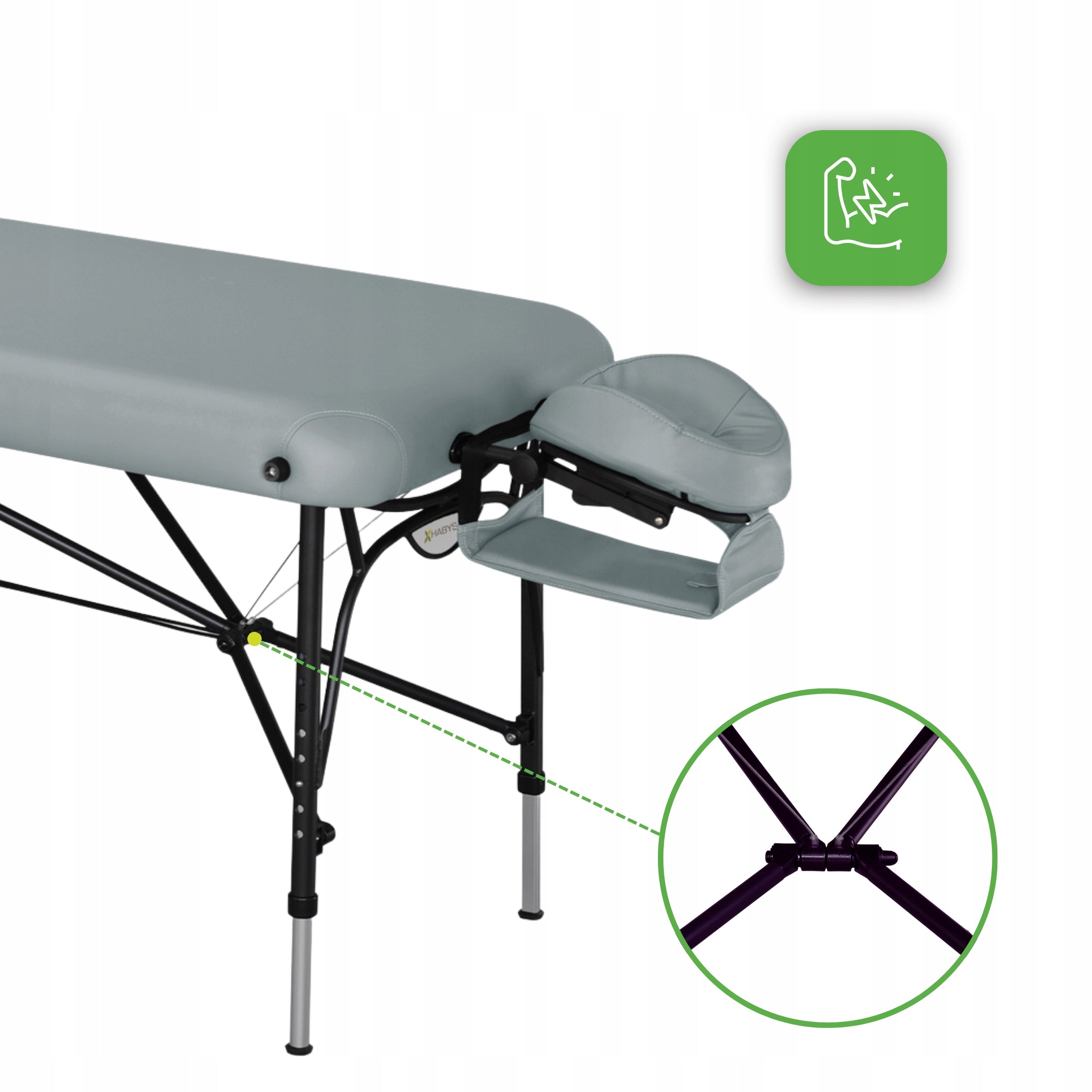 BED MASSAGE TABLE ALUMINUM FOLDING SMART HIGH STABILITY HABYS Color gray