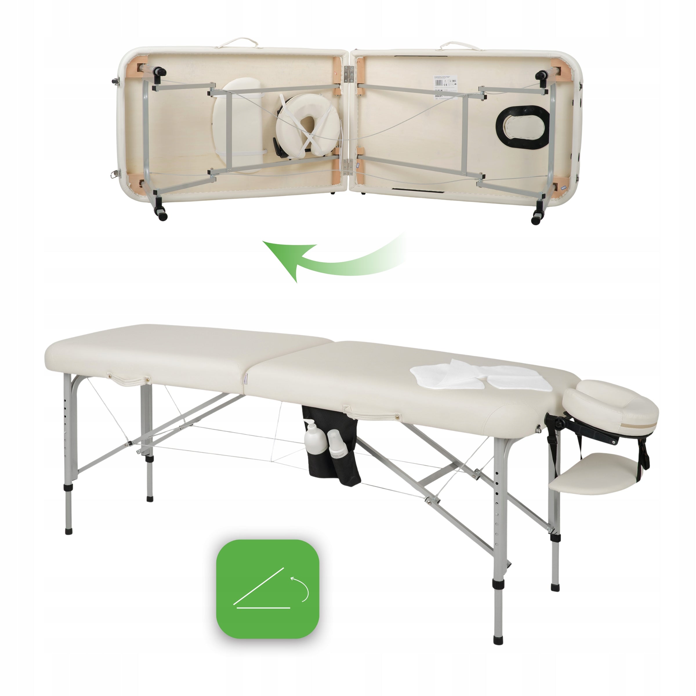 BED MASSAGE TABLE ALUMINUM FOLDING VERA 60CM WHITE WITH ACCESSORIES Frame material aluminum