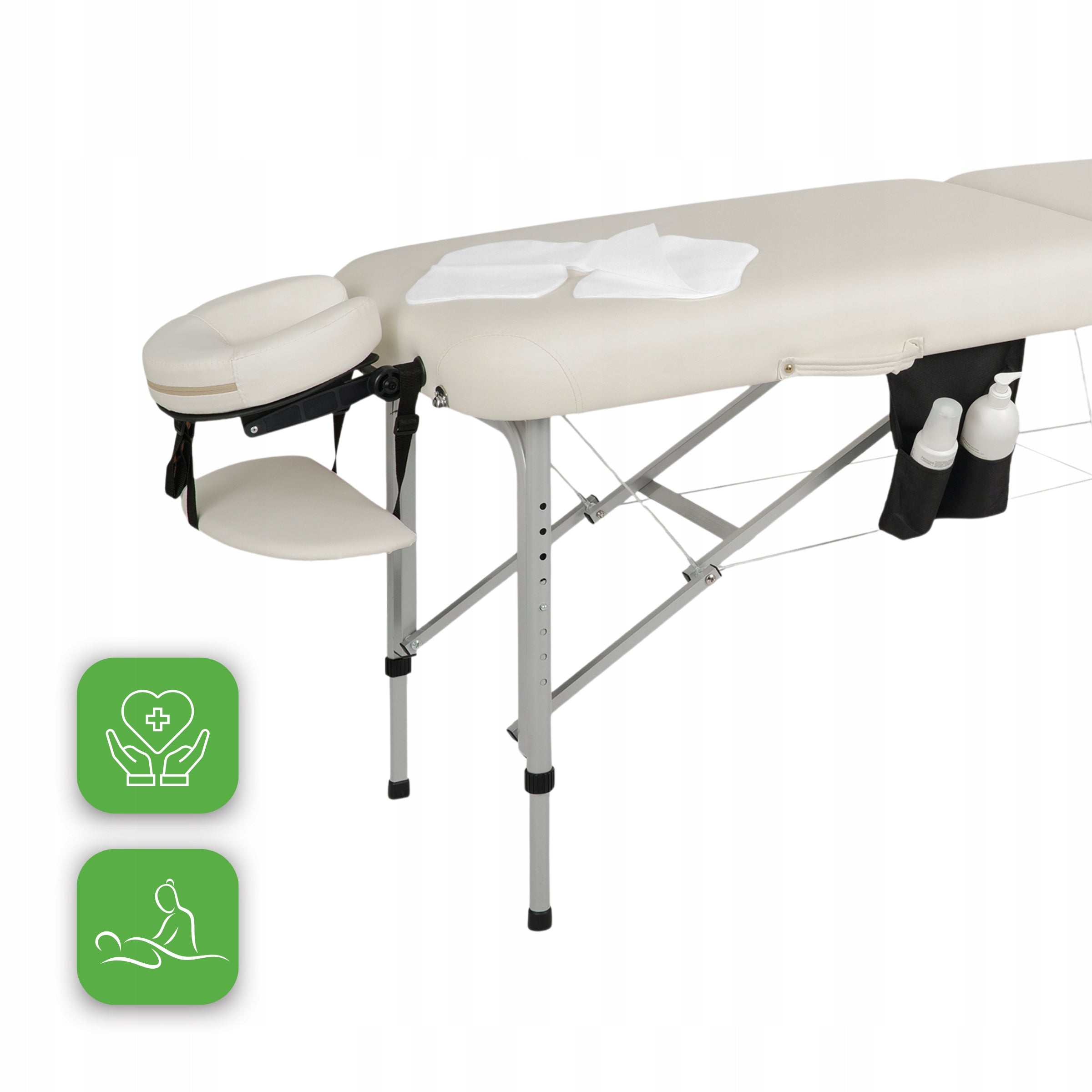 BED MASSAGE TABLE ALUMINUM FOLDING VERA 60CM WHITE WITH ACCESSORIES Kind folding table
