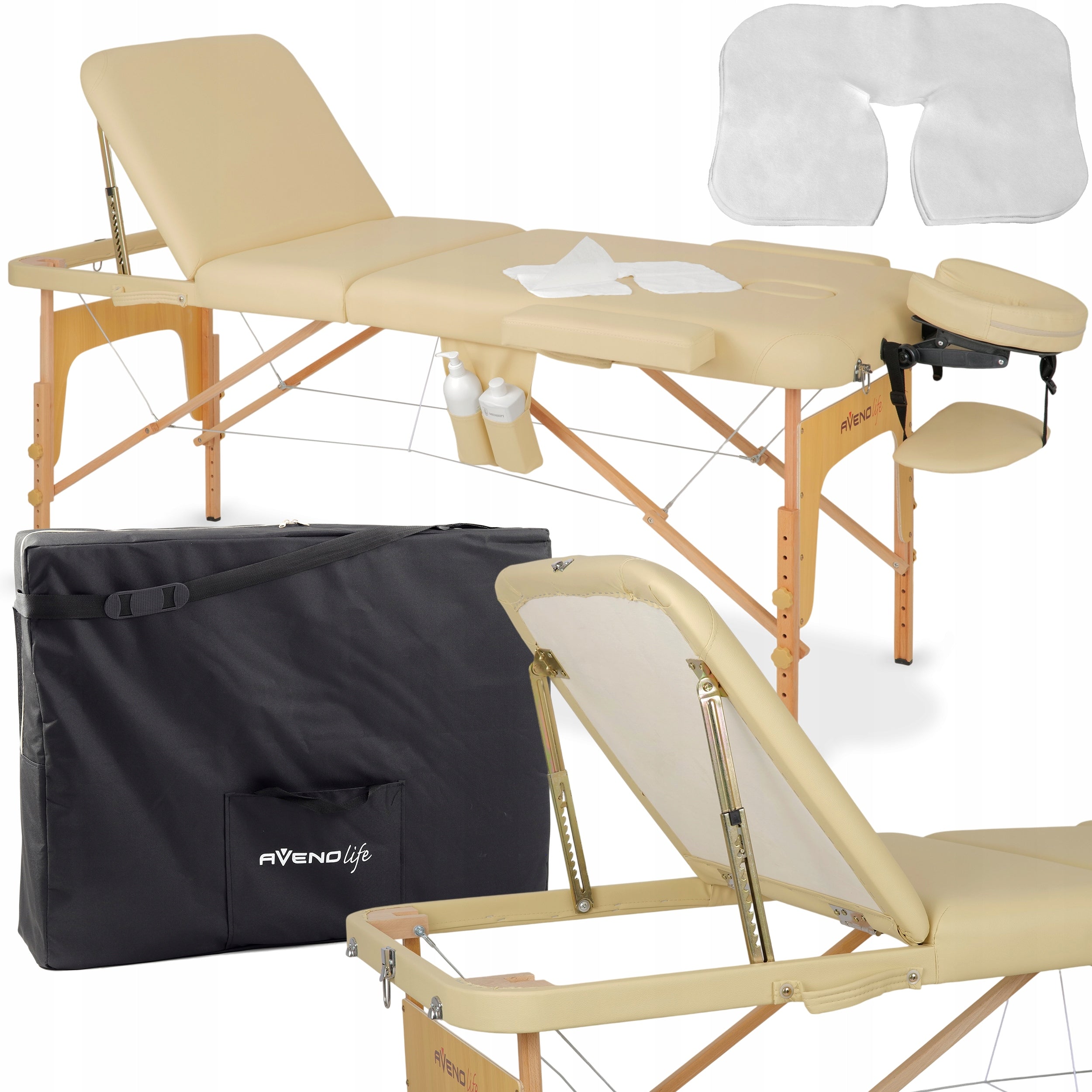 BED MASSAGE TABLE FOLDING 70 CM 3 SEGMENTS BIANCA COVER FOAM 5CM