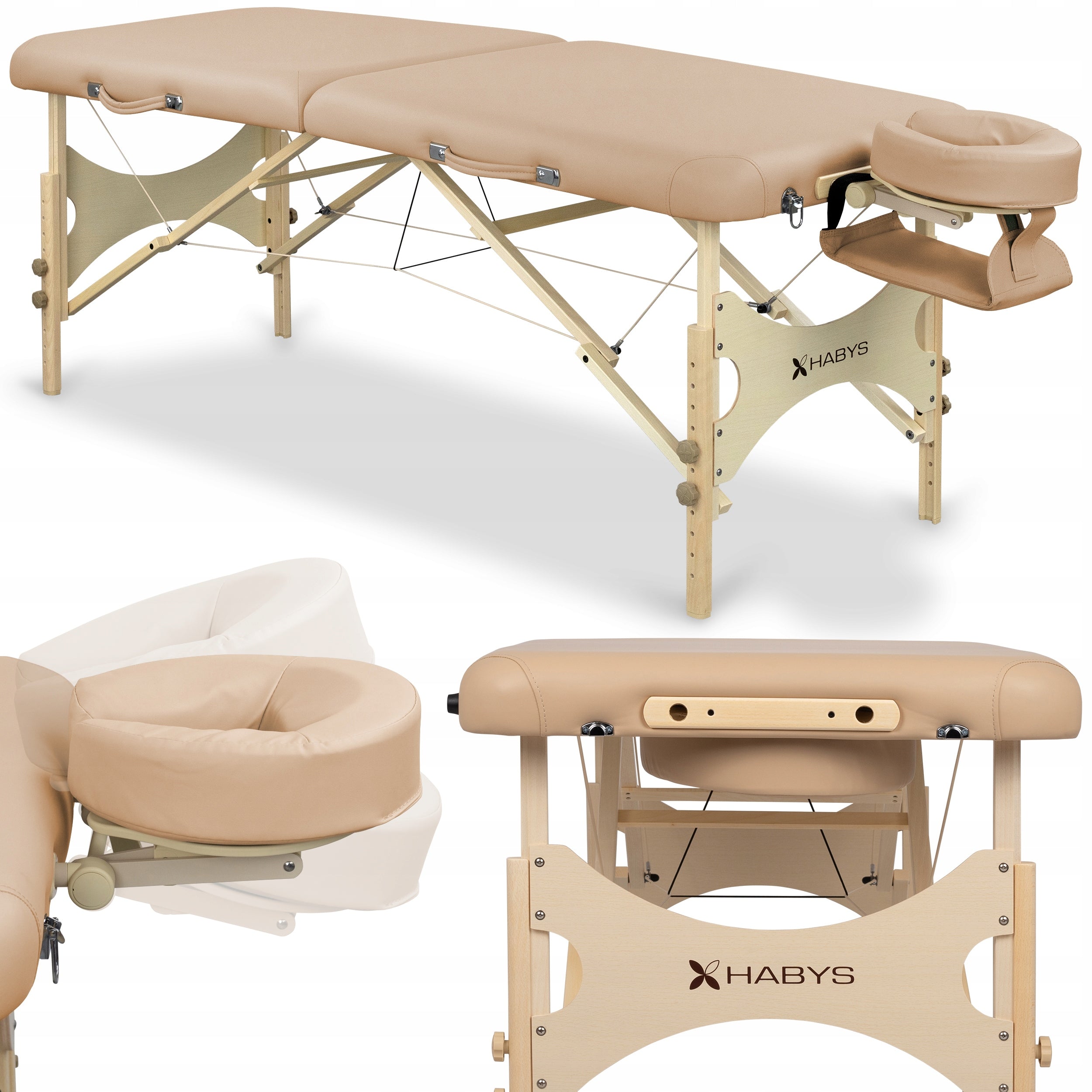 BED MASSAGE TABLE FOLDING WOODEN BELLO ONE COMFORT FOAM 5CM HABYS