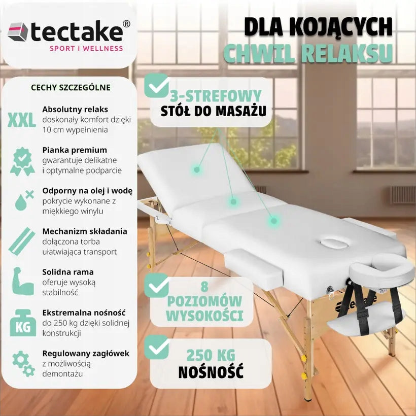 BED MASSAGE TABLE WOODEN FOLDING Color white