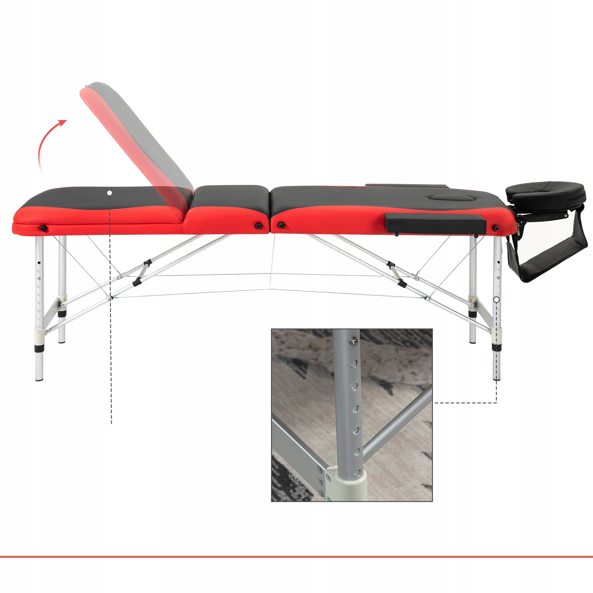 BED REHABILITATION MASSAGE TABLE PORTABLE FOLDING ADJUSTMENT COVER Tabletop length 215 cm