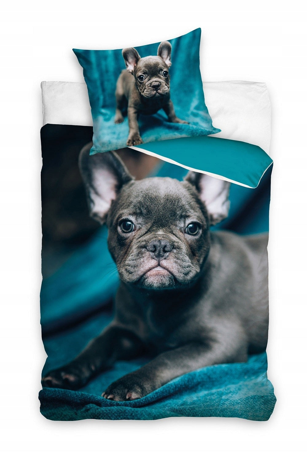 BEDDING FRENCH BULLDOG 140x200 WITH DOG 100% COTTON DOG