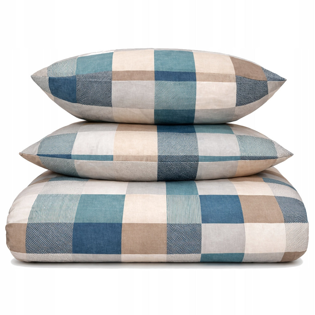 BEDDING SET 140x200 + 2x 70x80 COTTON BLUE GRATING COTTON T2003 Packaging status original