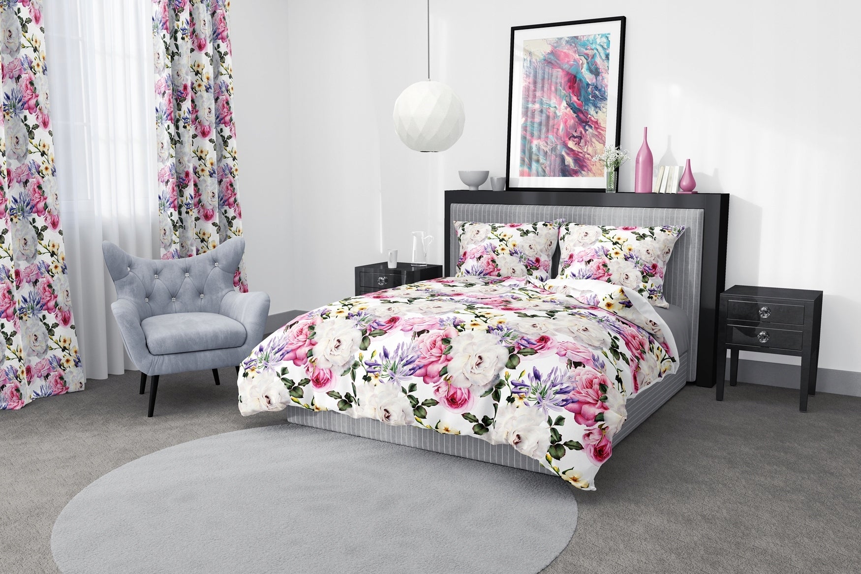 BEDDING SET 160X200 CM PILLOWCASES SET Poland PATTERN FLOWERS 010 Packaging status original