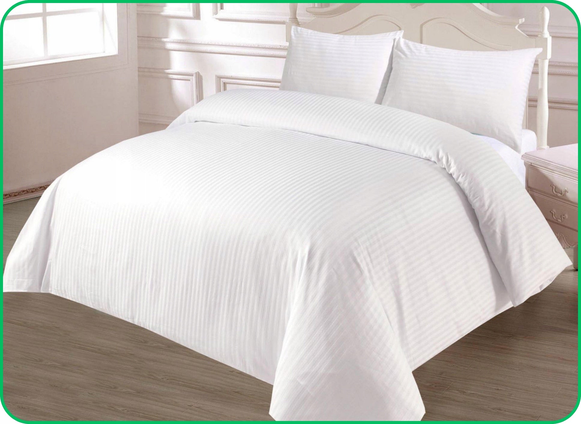 BEDDING WHITE HOTEL HOUSE SPA 200x220 STRIPES 1CM DAMASK MICROFIBER Comforter cover width 220 cm
