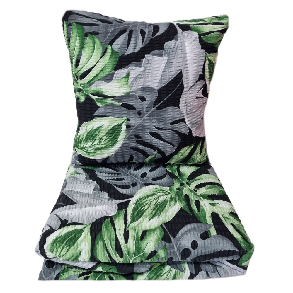 BEDDING WITH BARK 200x220 PATTERN BIELAWA POLAND BARK black gray green leaves