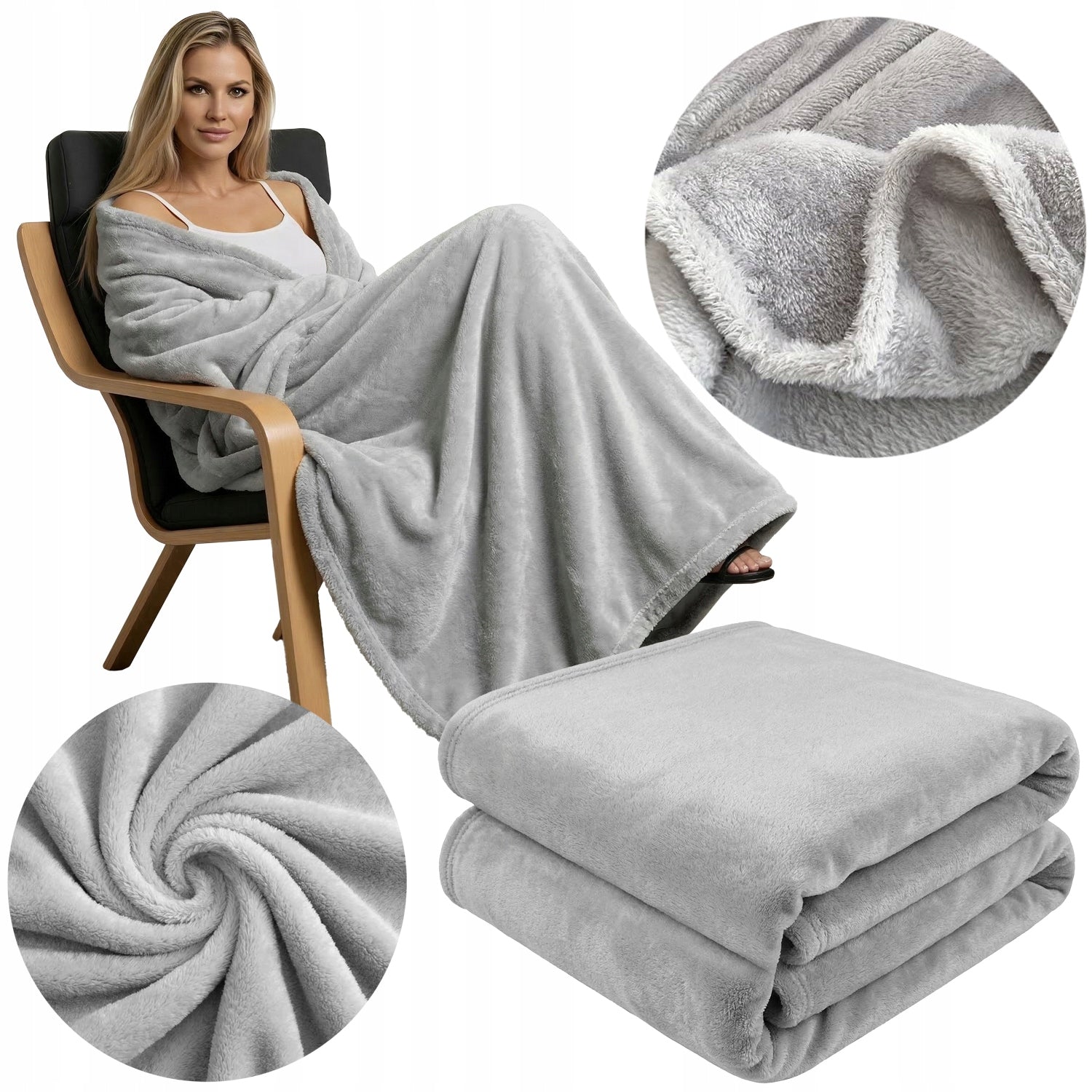 BEDSPREAD BLANKET SMOOTH SOFT WARM FOR GIFT 160x200 LIGHT GREY