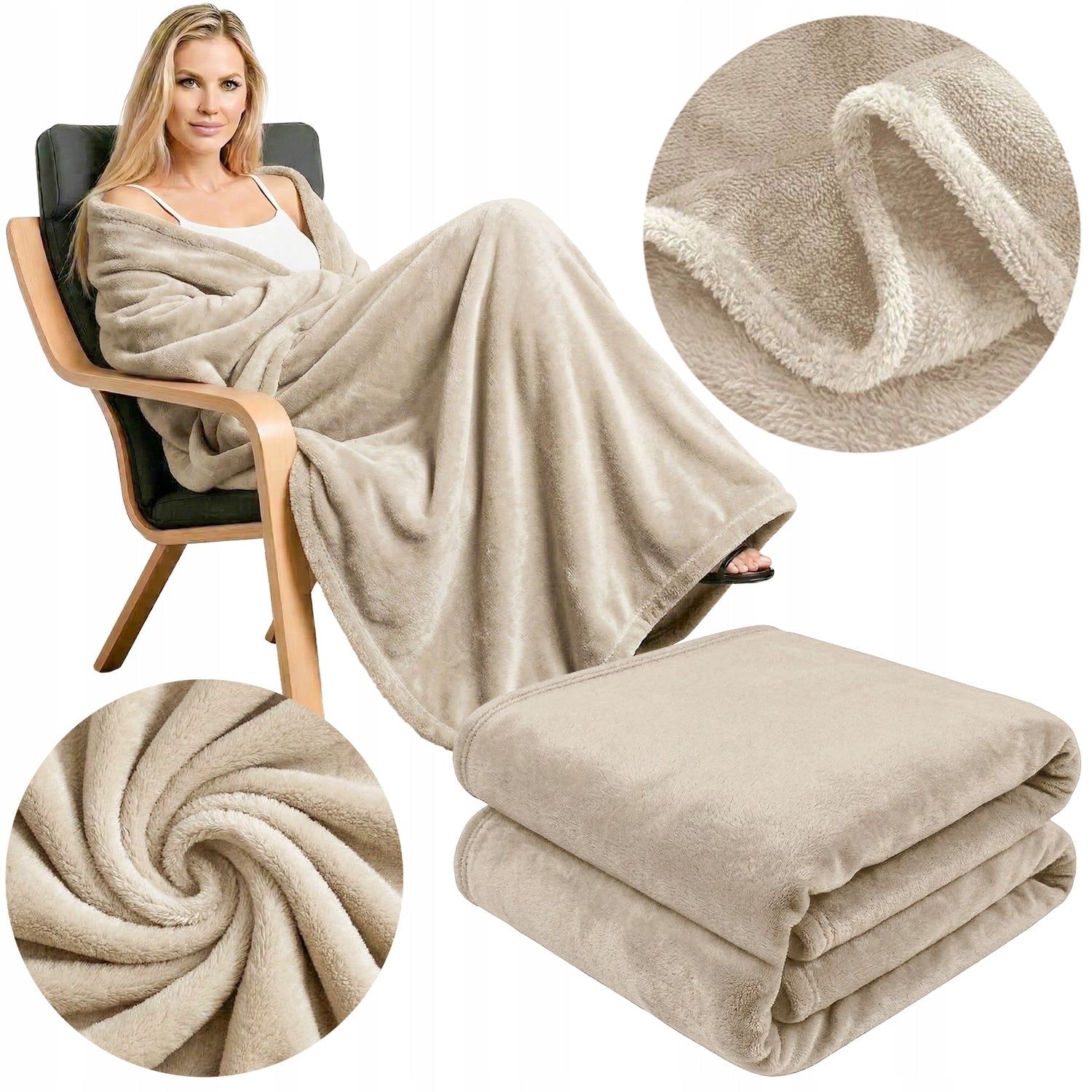 BEDSPREAD BLANKET SMOOTH SOFT WARM FOR GIFT 200x220 BEIGE
