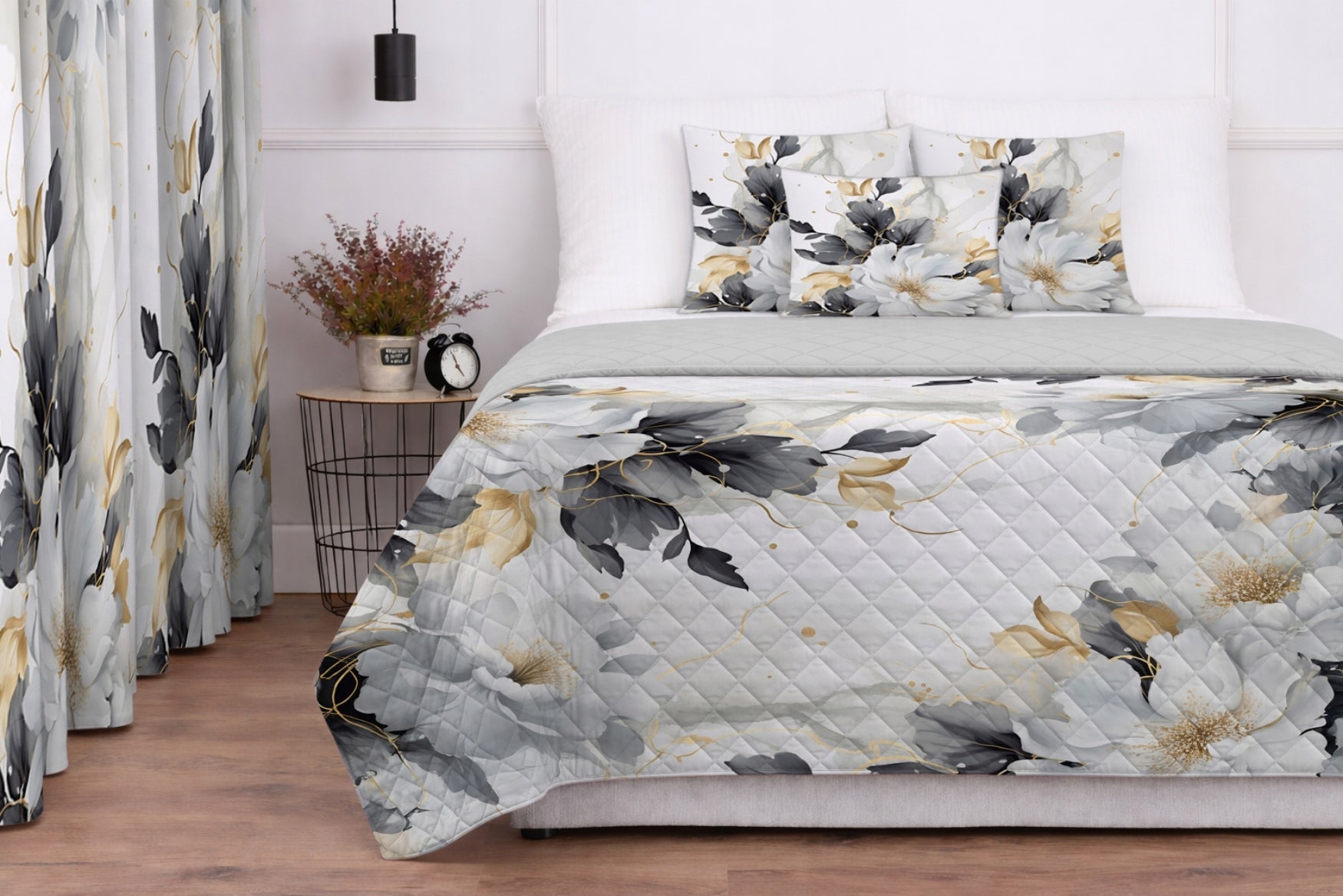 BEDSPREAD SOFA QUILTED 160X200 DOUBLE-SIDED KAPA PATTERN FLOWERS 225 Packaging status original