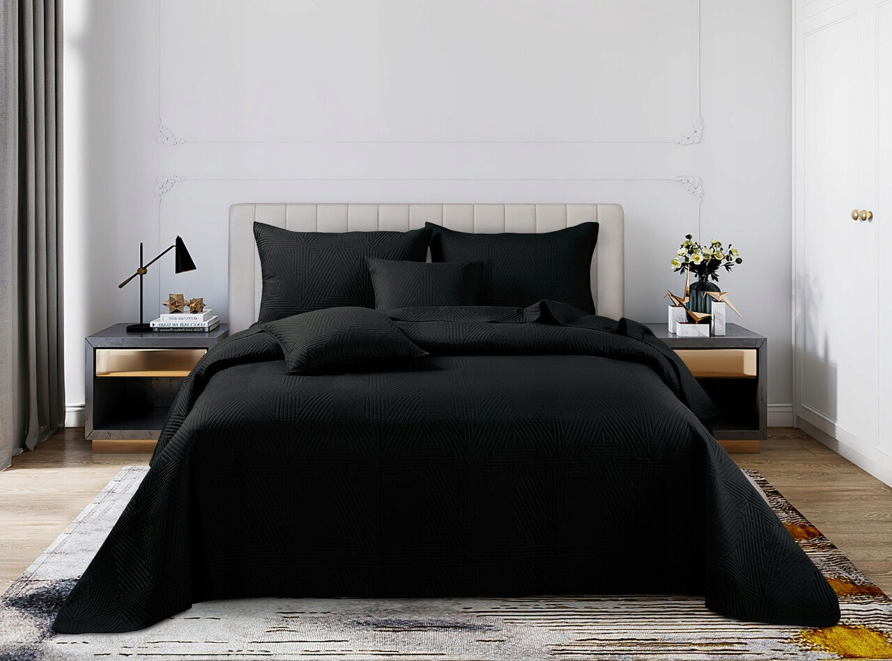 BEDSPREAD SOFA QUILTED KAPA BLANKET PLAID 240x260 TRIO BLACK Packaging status original