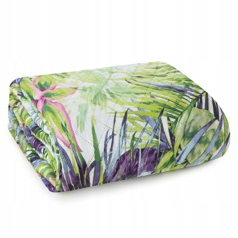 BEDSPREAD WITH PRINT D91 ROMMY 200X220 LEAVES FLOWERS