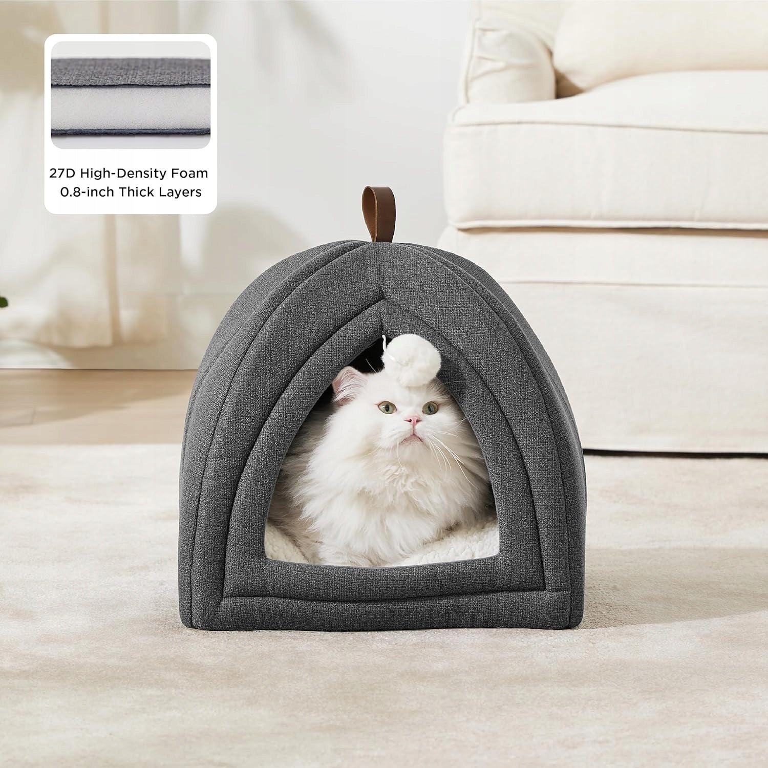 BEDSURE Cottage cat bed cave 40x40 cm dark grey Packaging status original