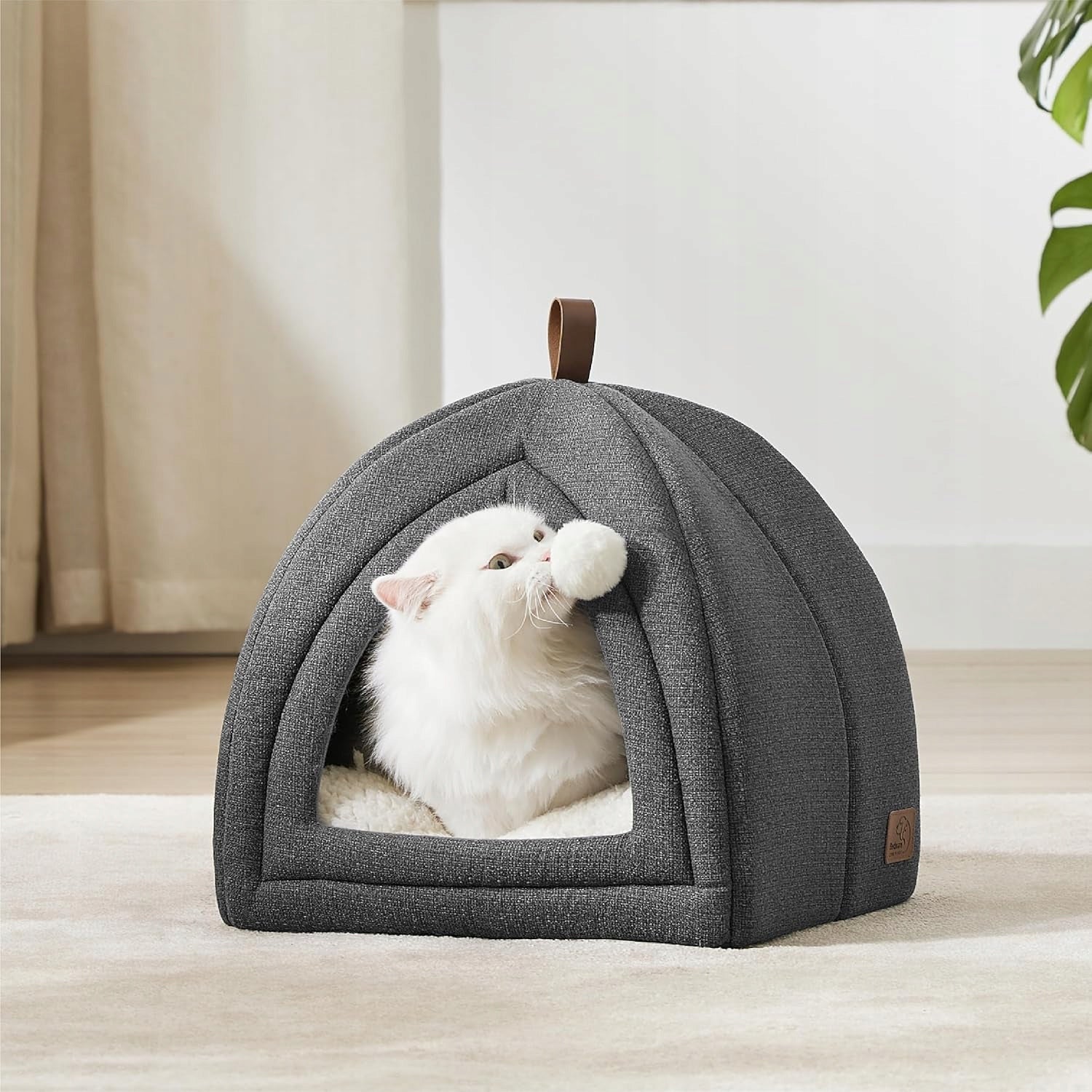 BEDSURE Cottage cat bed cave 40x40 cm dark grey Product width 40 cm